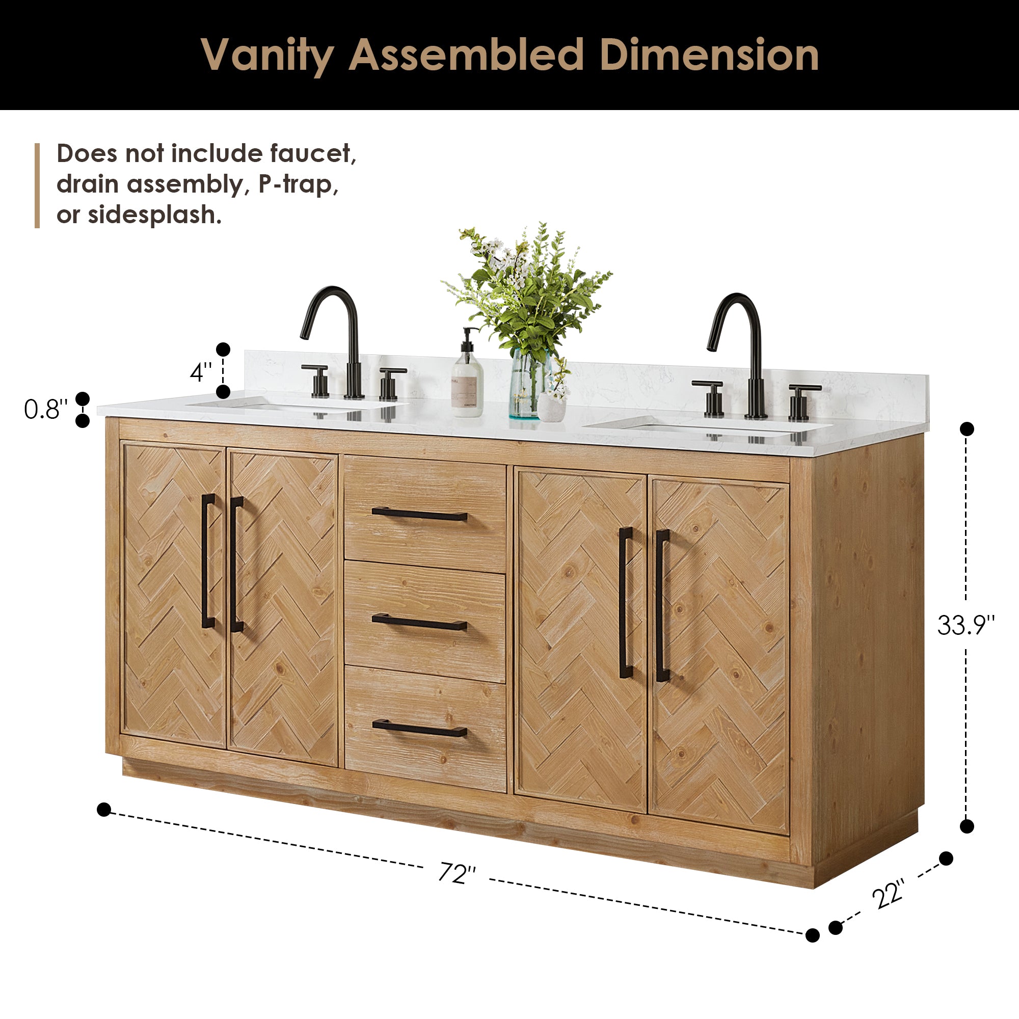 Bellavia 72" Double Bathroom Vanity in Weathered Fir with Engineered Stone Countertop