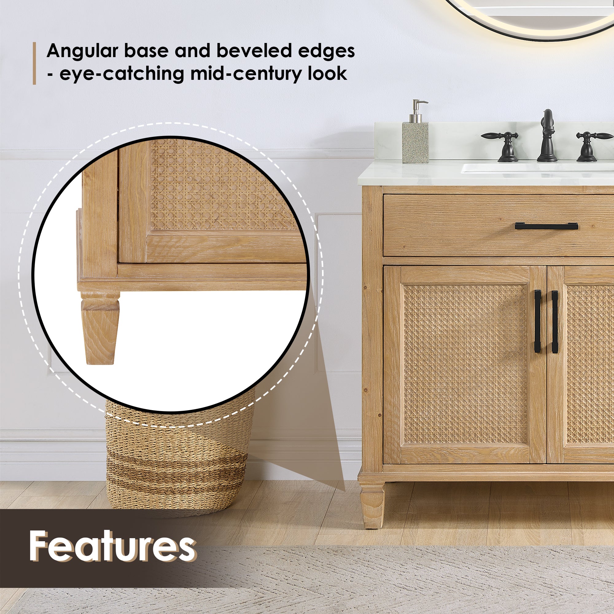 Solana Bathroom Cabinet Vanity Base in Weathered Fir without Top and Sink, no Mirror