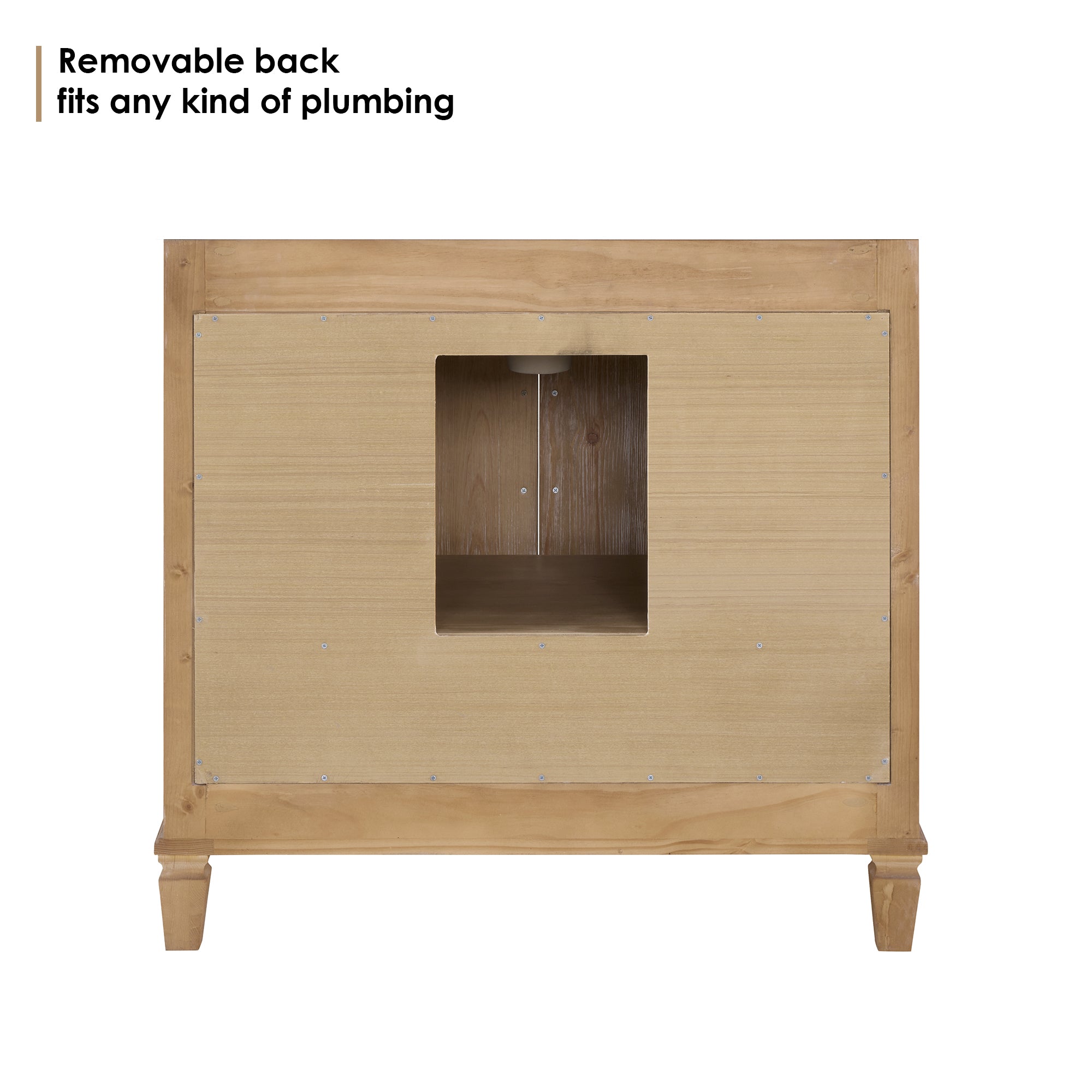 Solana Bathroom Cabinet Vanity Base in Weathered Fir without Top and Sink, no Mirror