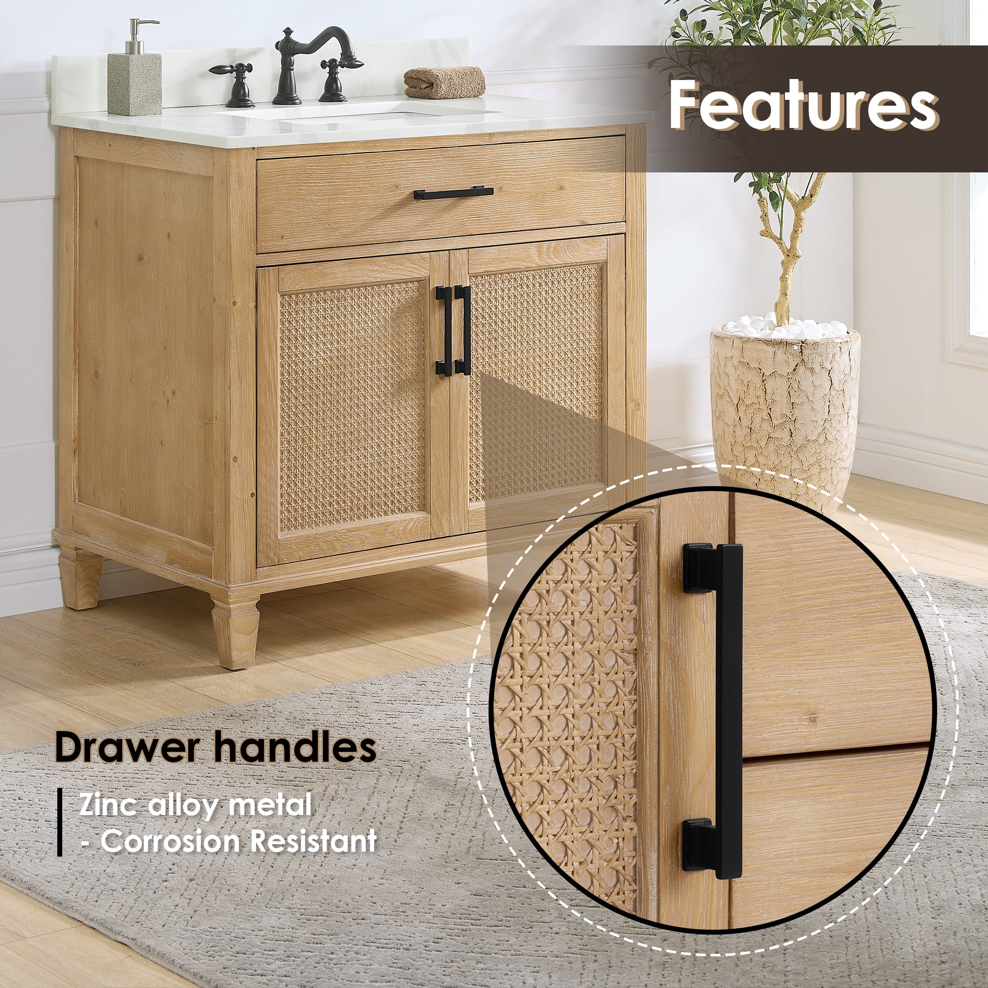 Solana Bathroom Cabinet Vanity Base in Weathered Fir without Top and Sink, no Mirror