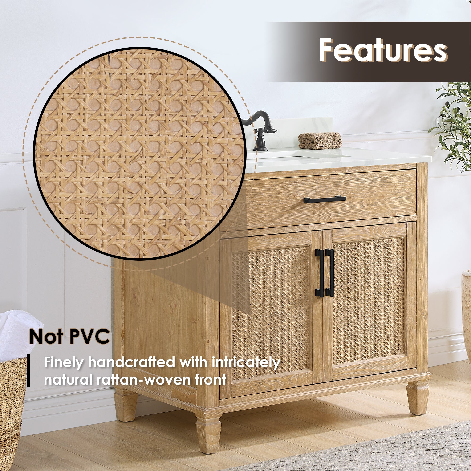Solana Bathroom Cabinet Vanity Base in Weathered Fir without Top and Sink, no Mirror
