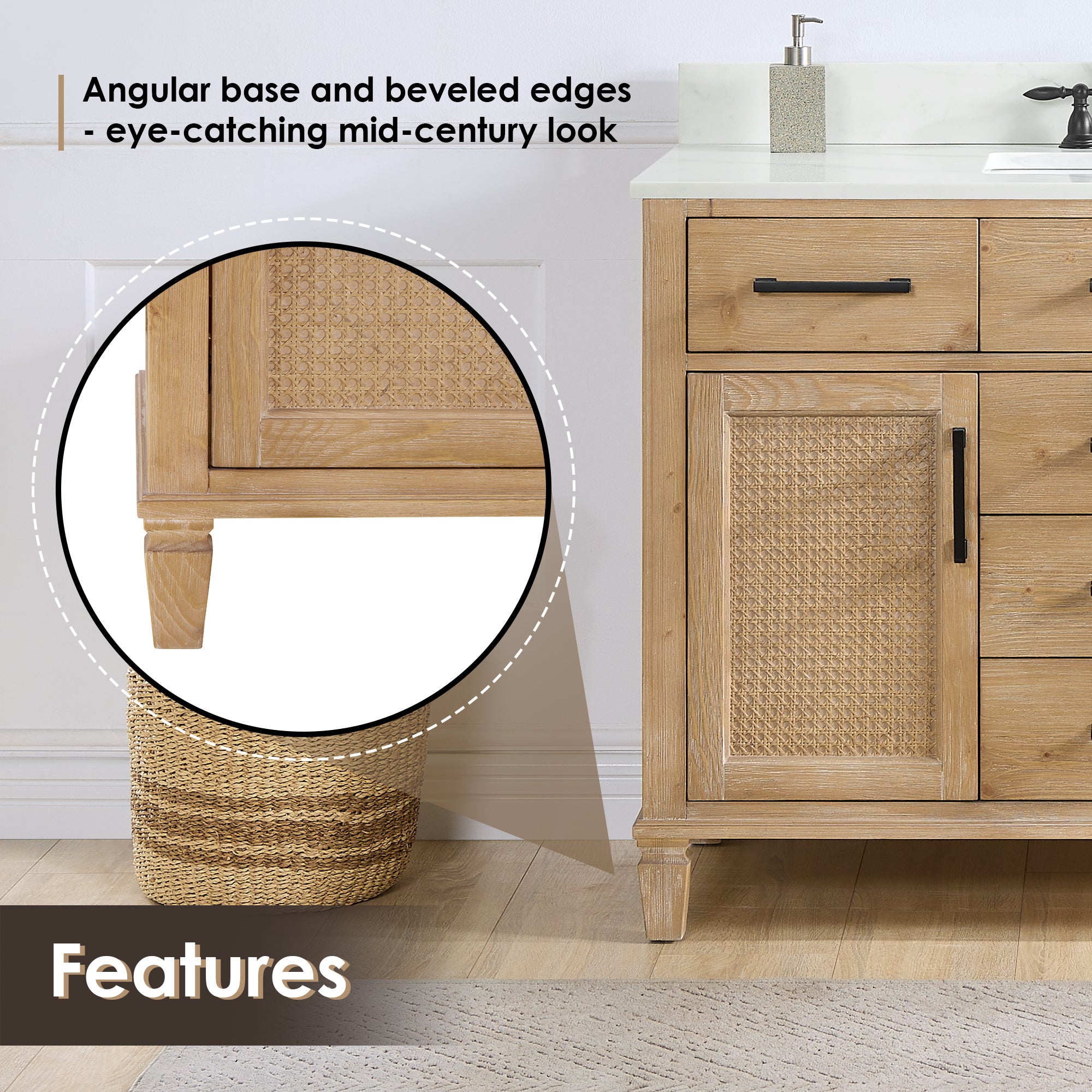Solana Bathroom Cabinet Vanity Base in Weathered Fir without Top and Sink, no Mirror