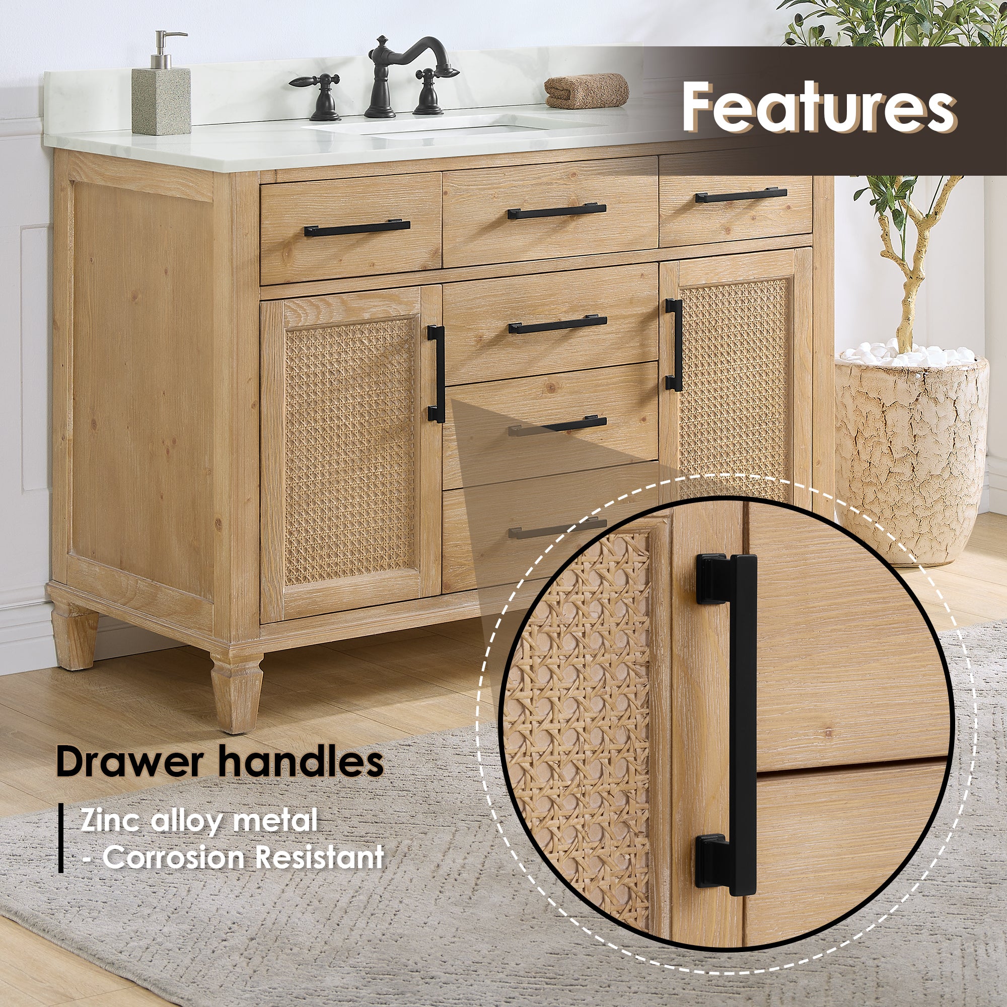 Solana Bathroom Cabinet Vanity Base in Weathered Fir without Top and Sink, no Mirror
