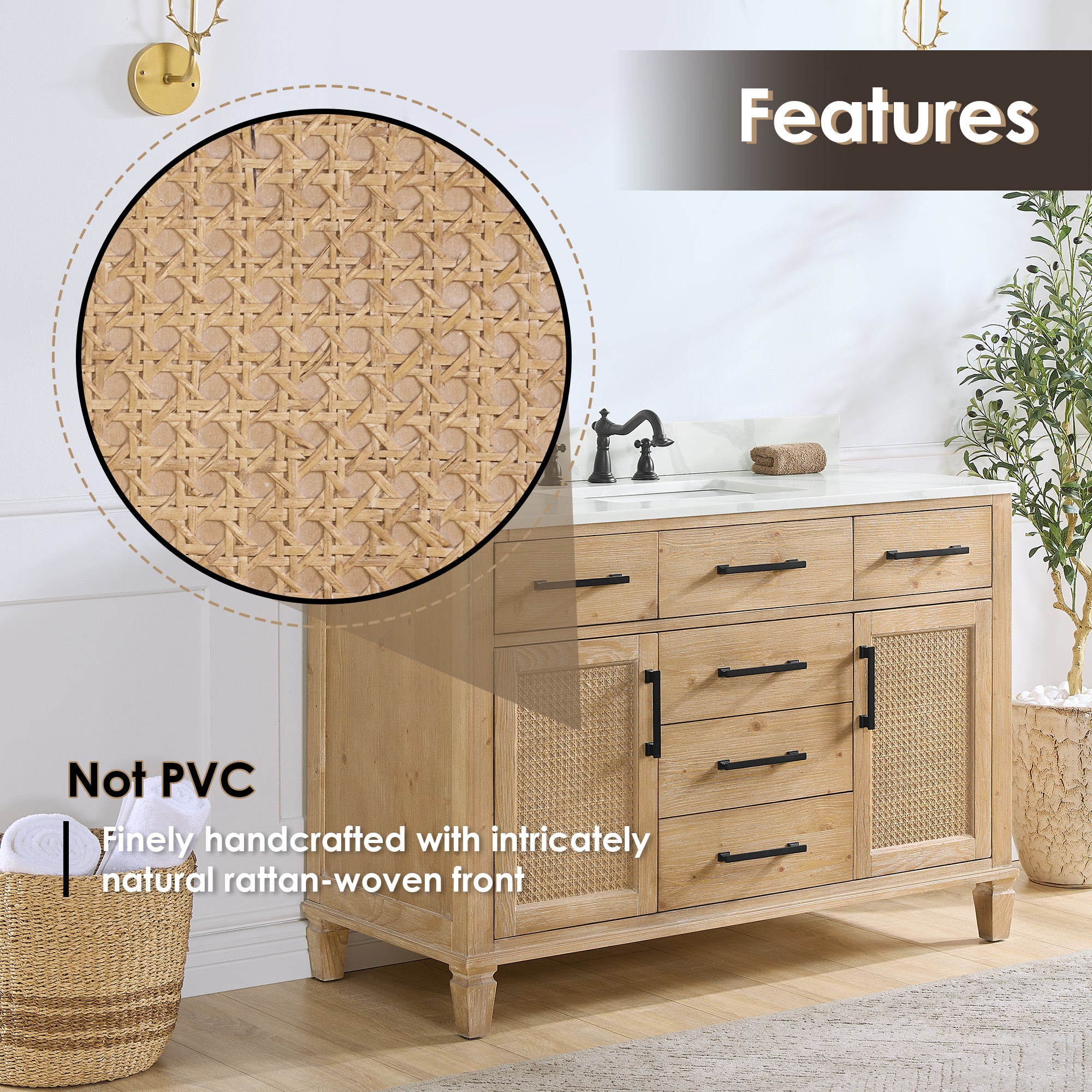 Solana Bathroom Cabinet Vanity Base in Weathered Fir without Top and Sink, no Mirror
