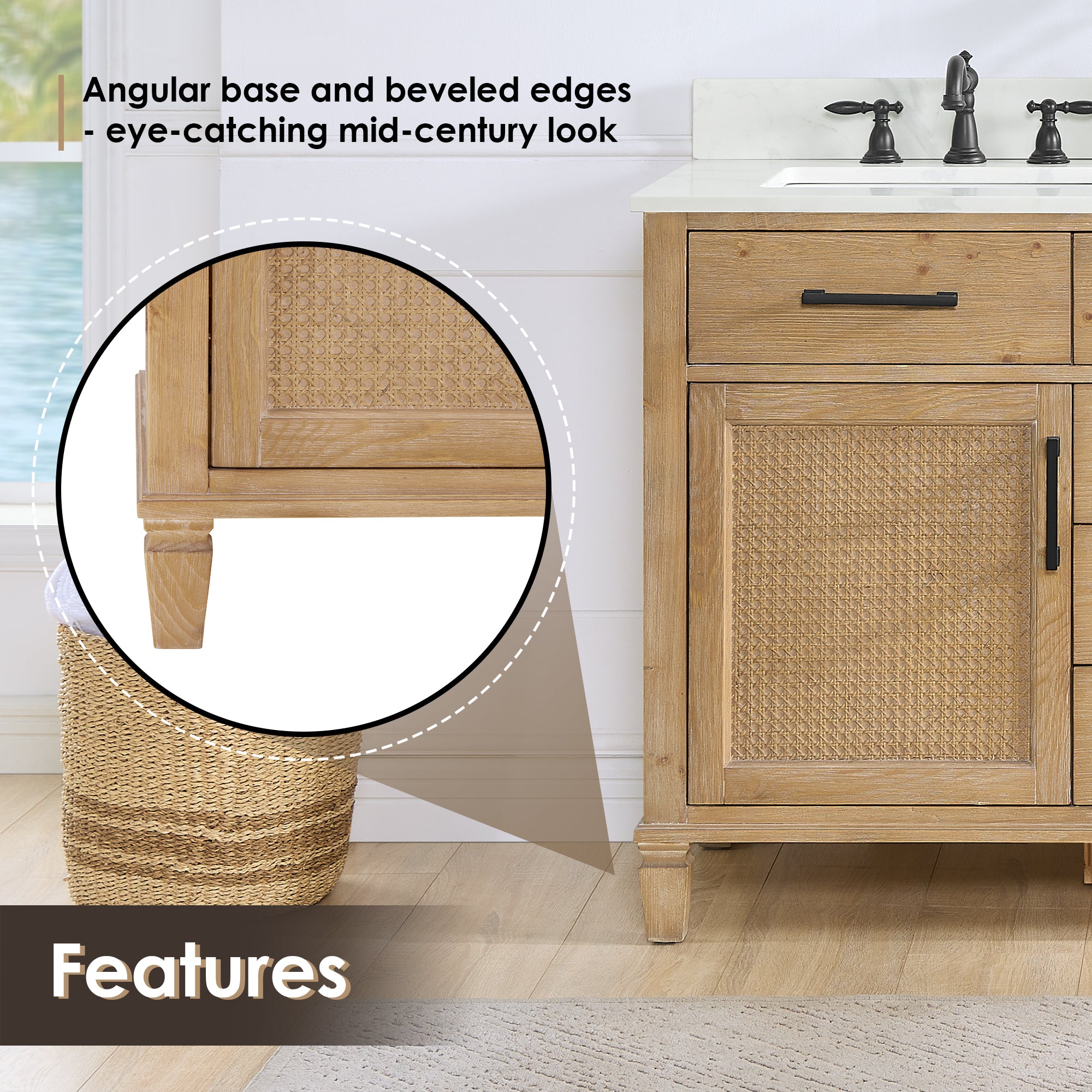 Solana Bathroom Cabinet Vanity Base in Weathered Fir without Top and Sink, no Mirror