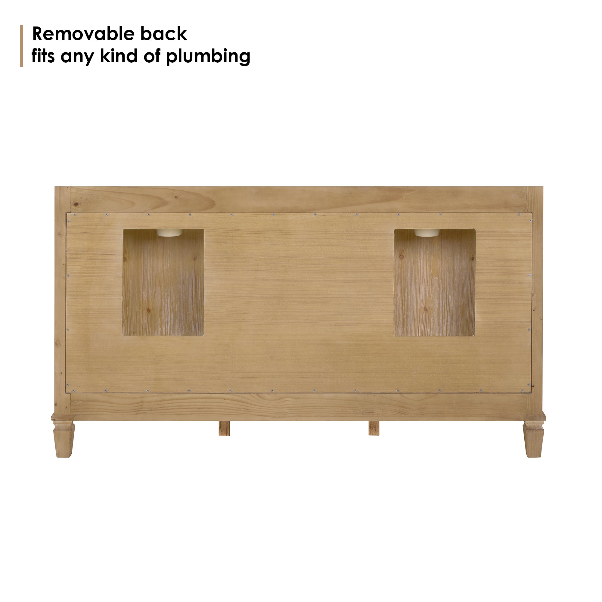 Solana Bathroom Cabinet Vanity Base in Weathered Fir without Top and Sink, no Mirror