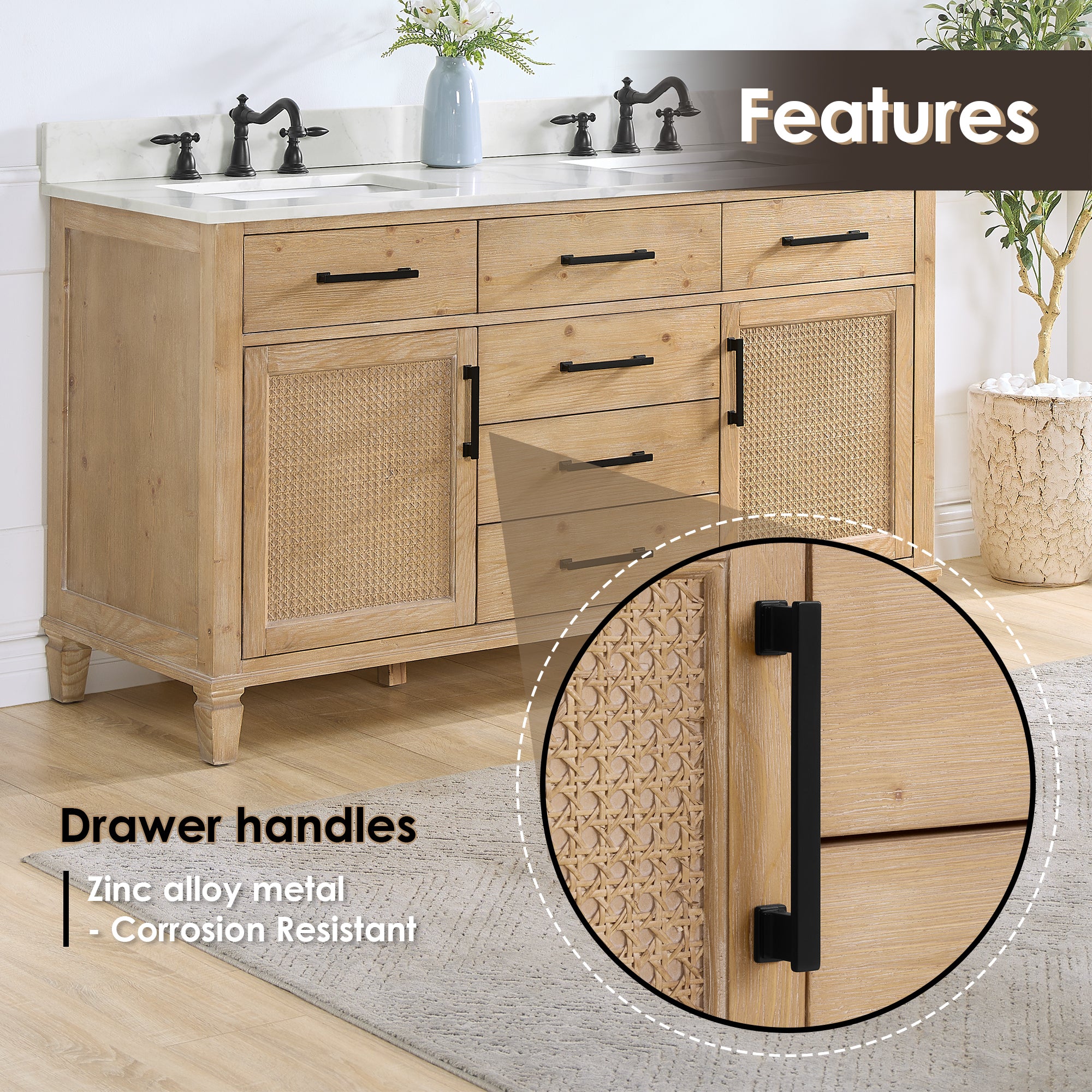 Solana Bathroom Cabinet Vanity Base in Weathered Fir without Top and Sink, no Mirror