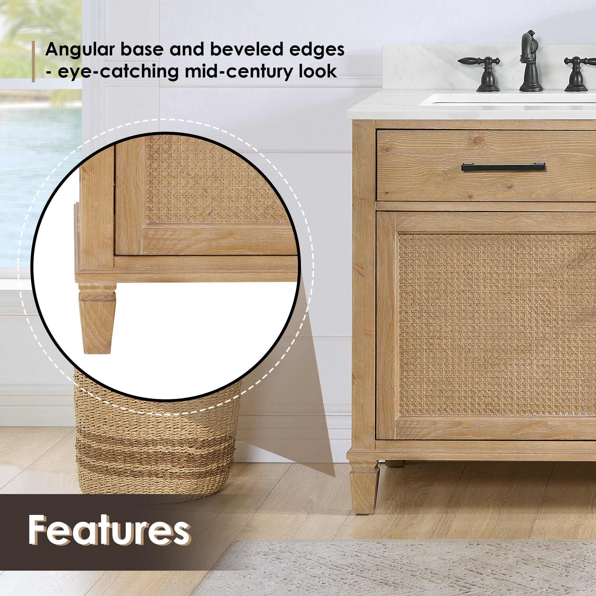 Solana Bathroom Cabinet Vanity Base in Weathered Fir without Top and Sink, no Mirror