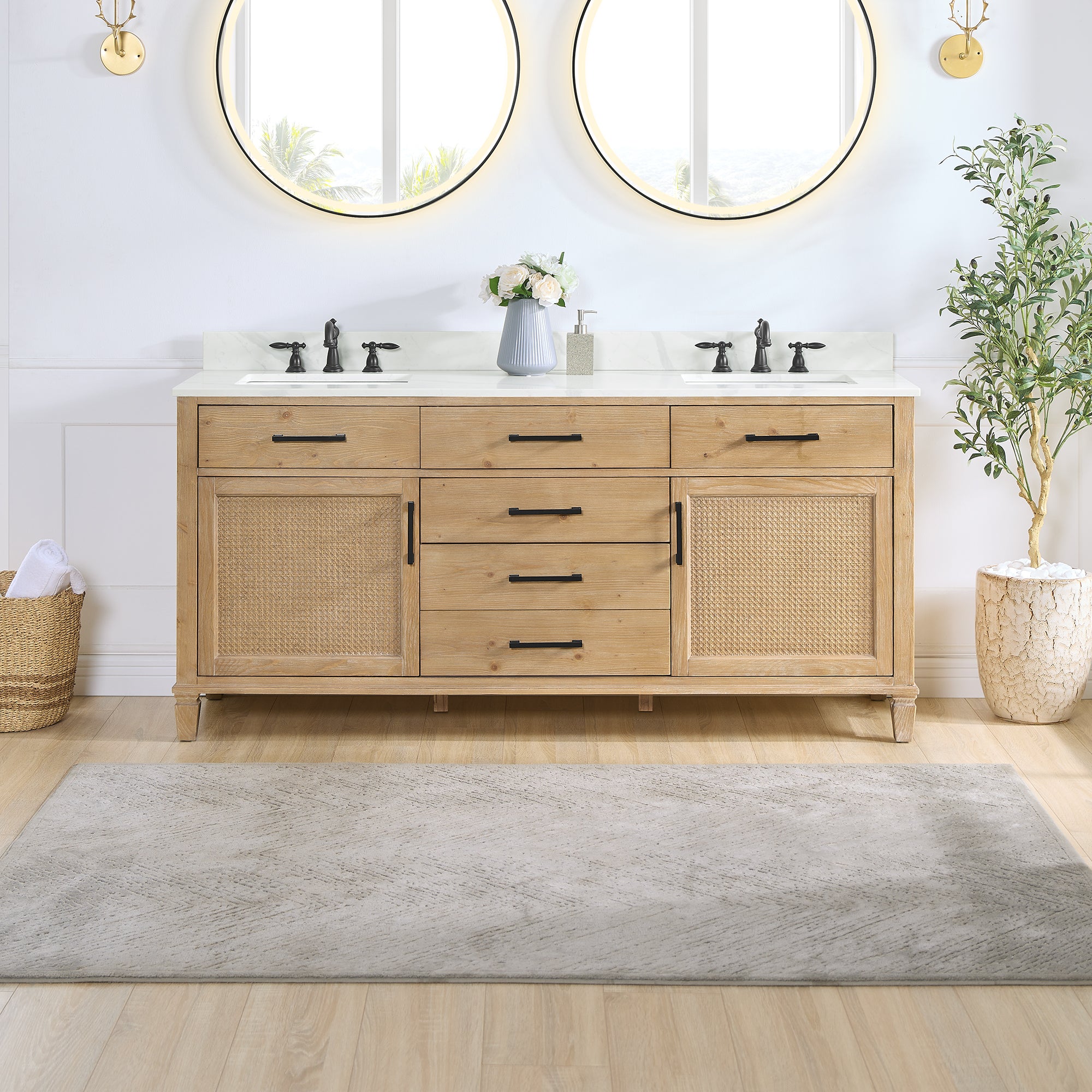 Solana Bathroom Cabinet Vanity Base in Weathered Fir without Top and Sink, no Mirror
