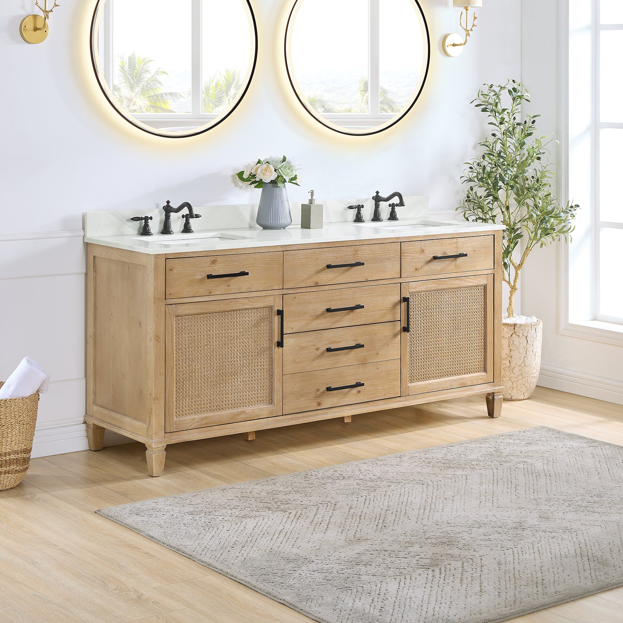 Solana Bathroom Cabinet Vanity Base in Weathered Fir without Top and Sink, no Mirror