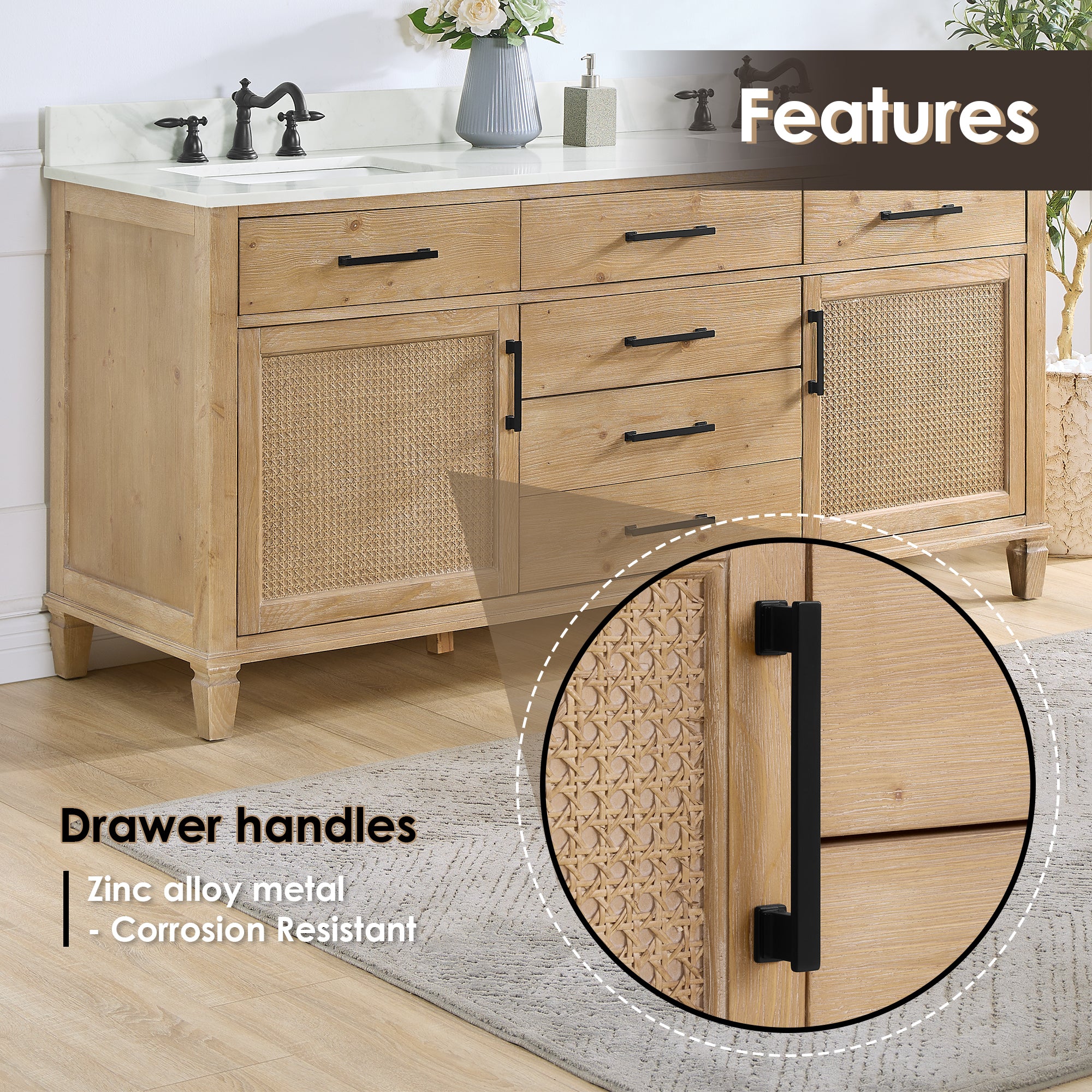 Solana Bathroom Cabinet Vanity Base in Weathered Fir without Top and Sink, no Mirror