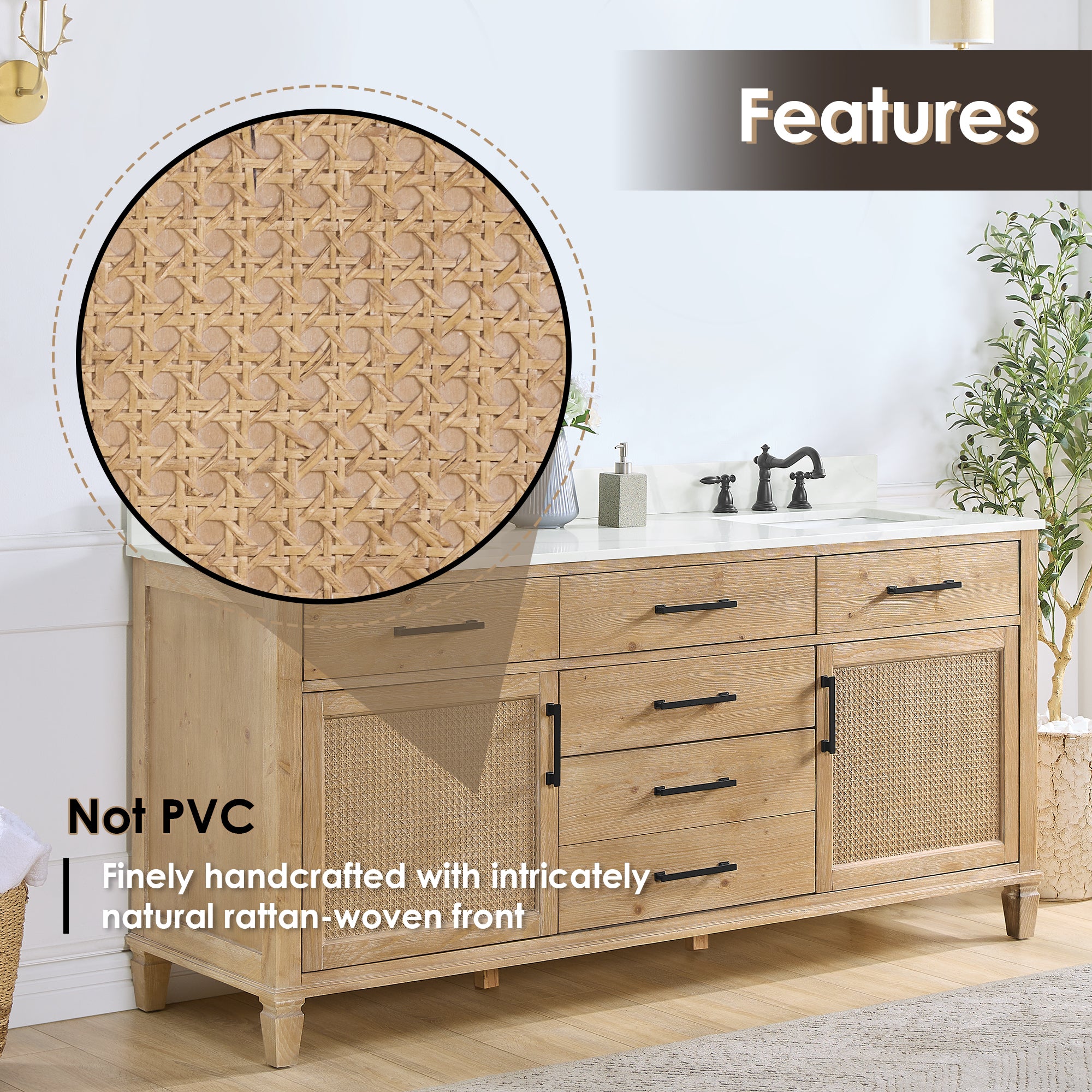 Solana Bathroom Cabinet Vanity Base in Weathered Fir without Top and Sink, no Mirror