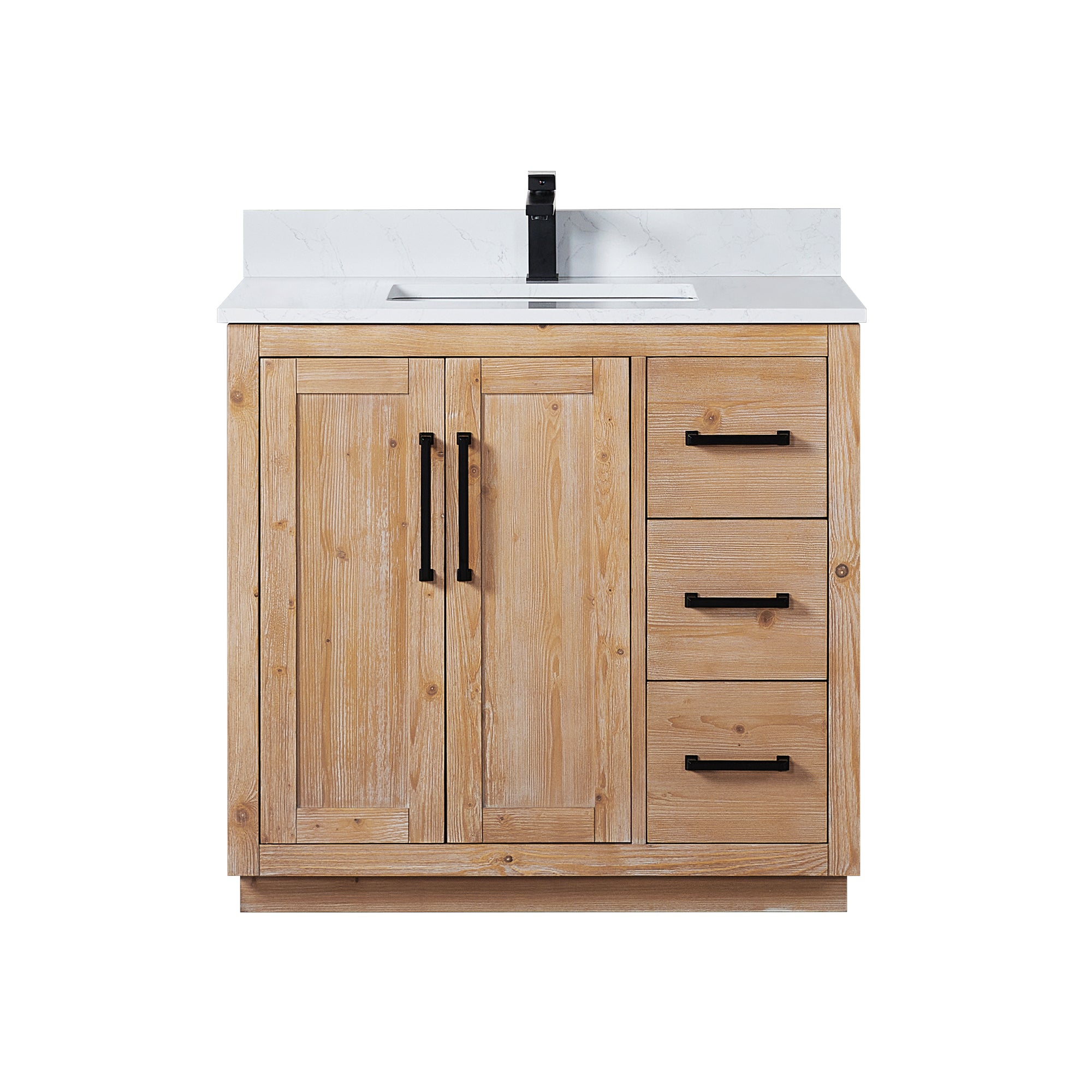 Cicero 36" Single Bathroom Vanity in Light Brown with Engineered Stone Countertop