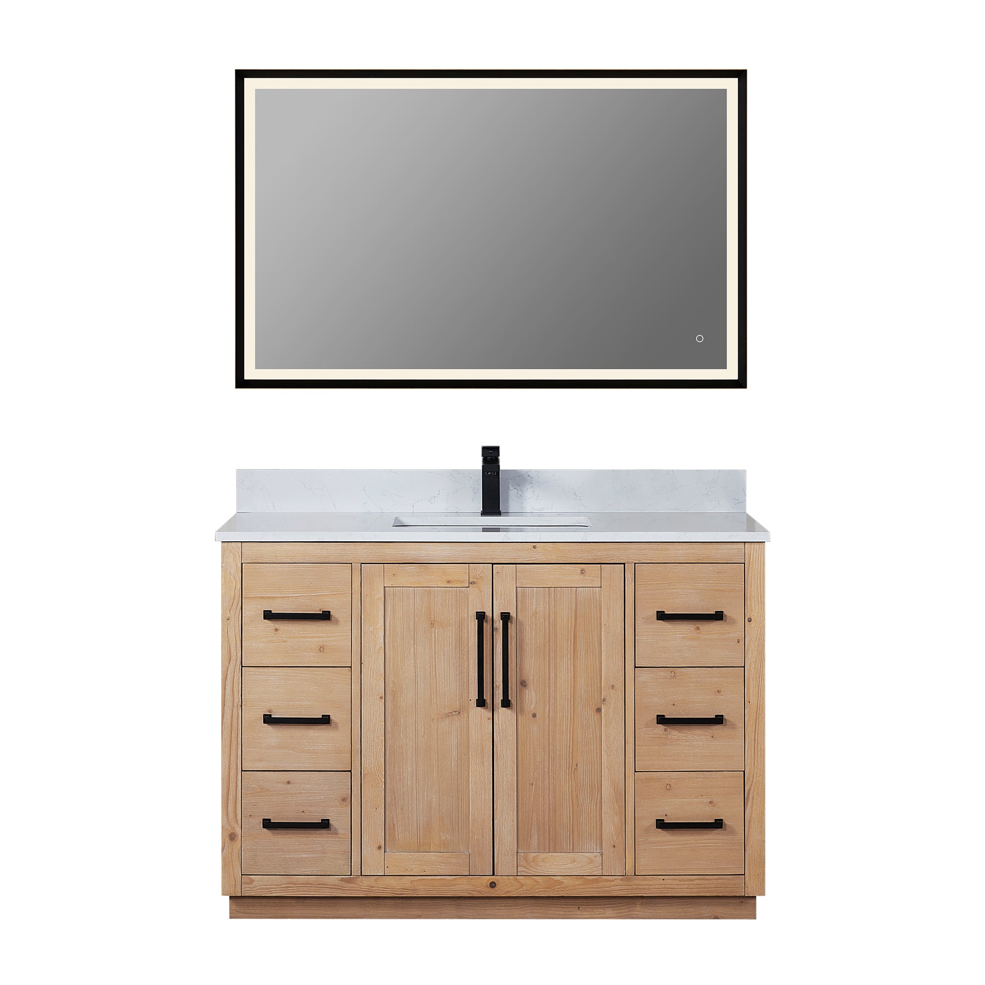 Cicero 48" Single Bathroom Vanity in Light Brown with Engineered Stone Countertop