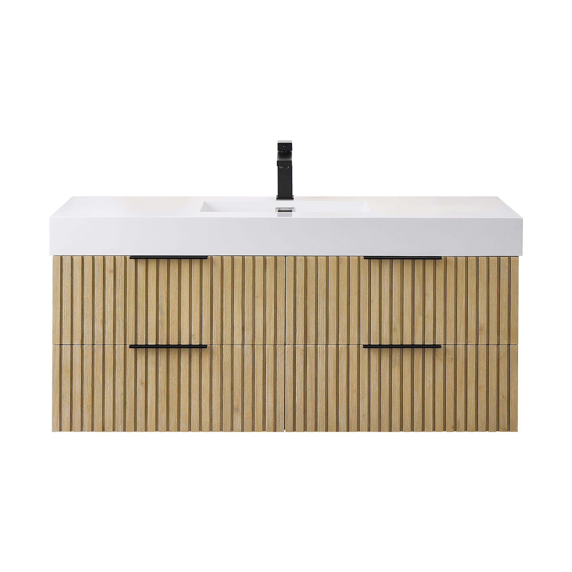 Livia 48" Wall-mounted Single Bathroom Vanity with White Artificial Drop-in Sink