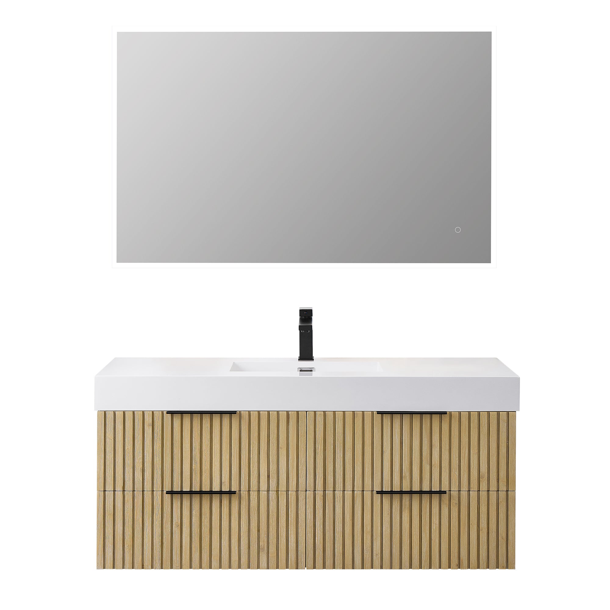 Livia 48" Wall-mounted Single Bathroom Vanity with White Artificial Drop-in Sink