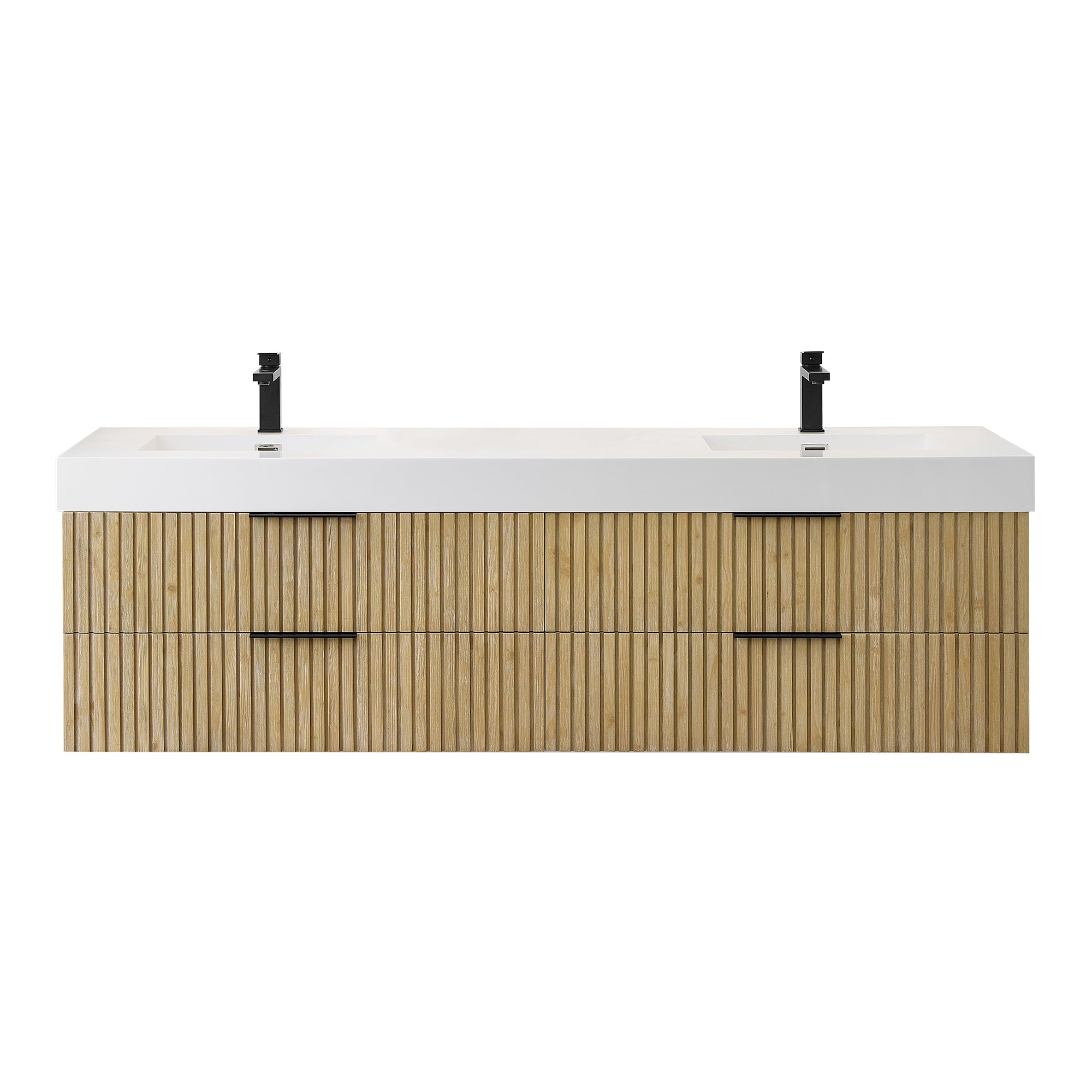 Livia 72" Wall-mounted Double Bathroom Vanity with White Artificial Drop-in Sink