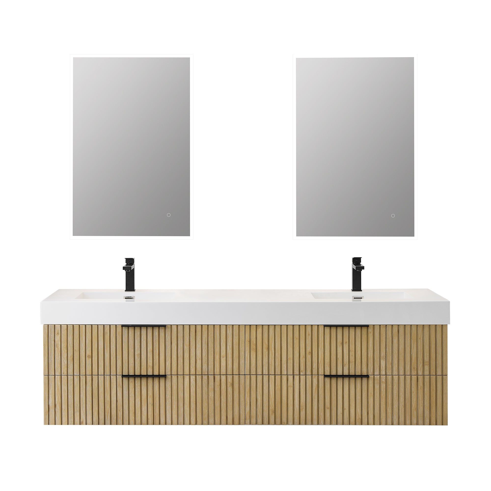 Livia 72" Wall-mounted Double Bathroom Vanity with White Artificial Drop-in Sink