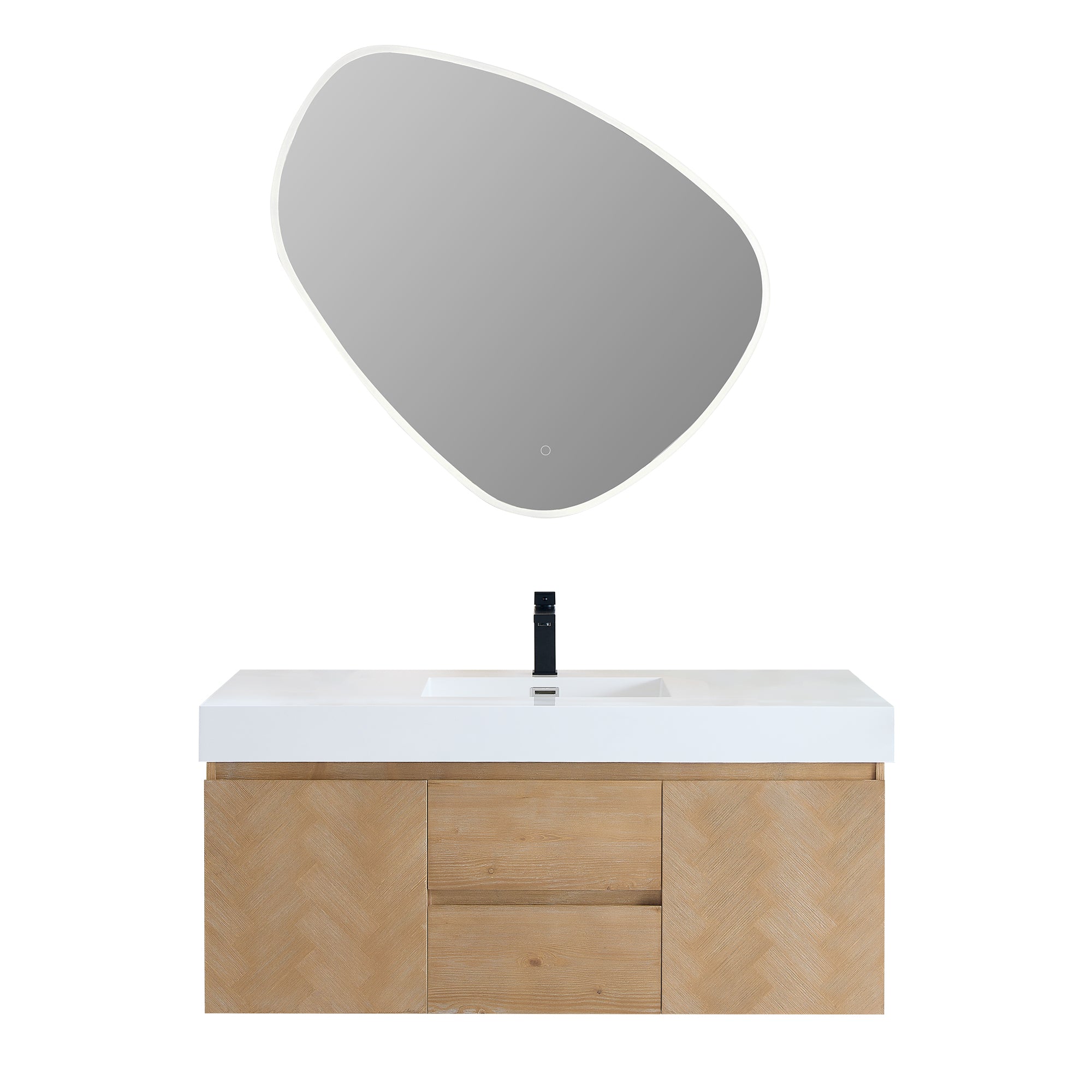 Siena 48" Wall-mounted Single Bathroom Vanity with White Artificial Drop-in Sink