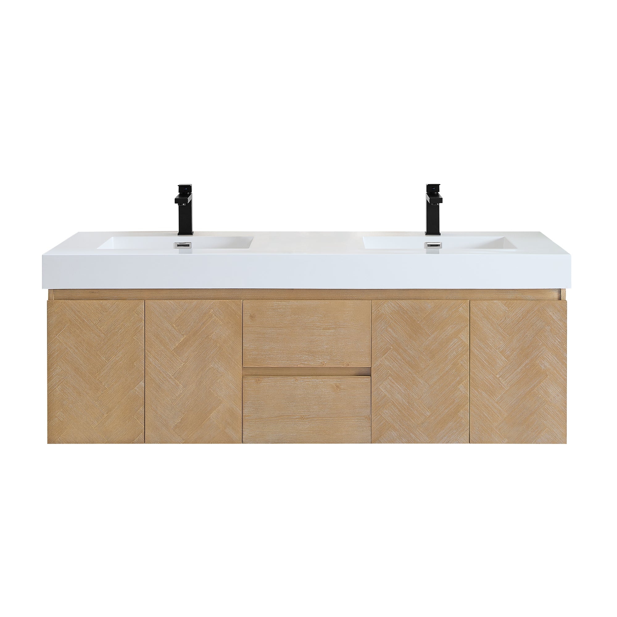 Siena 60" Wall-mounted Double Bathroom Vanity with White Artificial Drop-in Sink