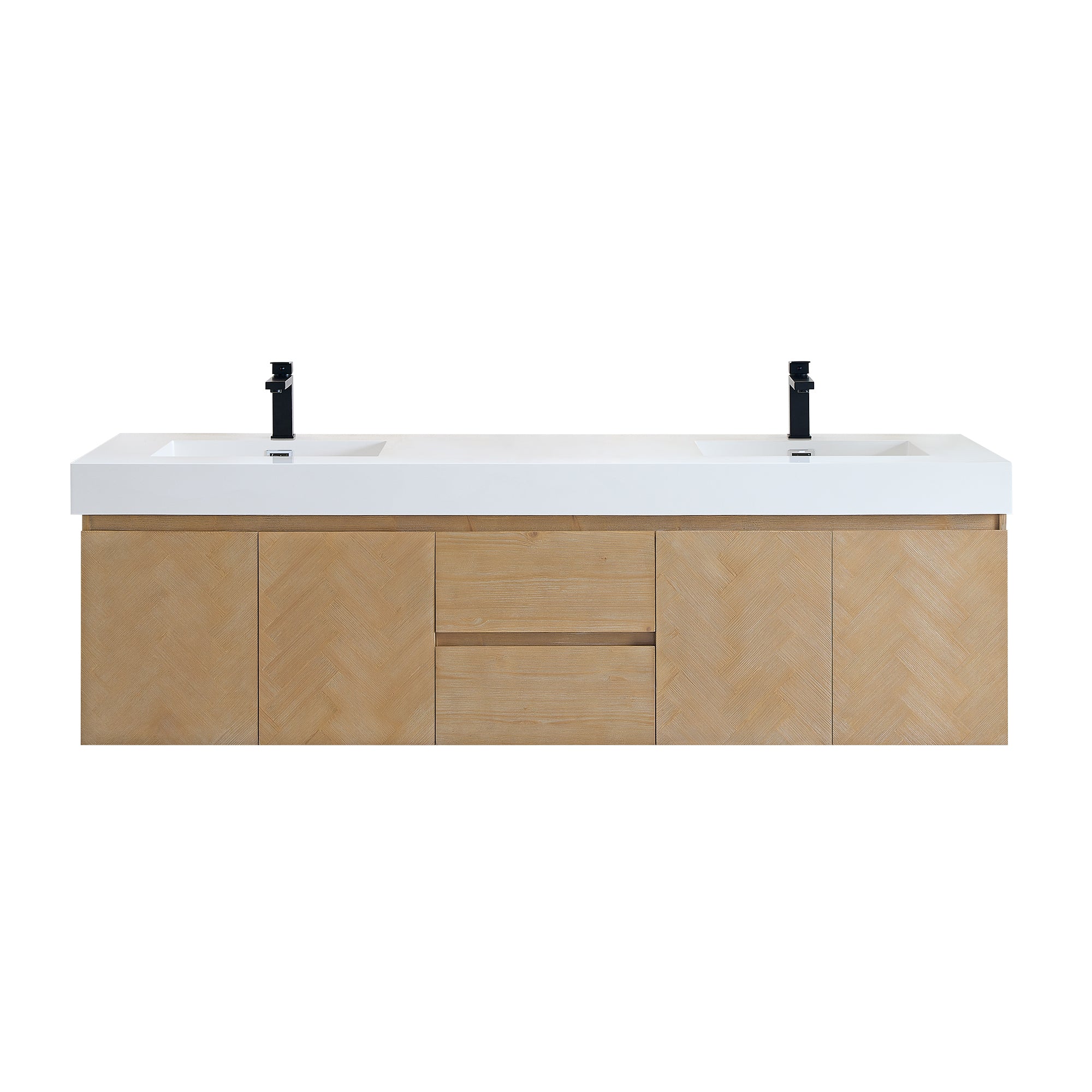 Siena 72" Wall-mounted Double Bathroom Vanity with White Artificial Drop-in Sink