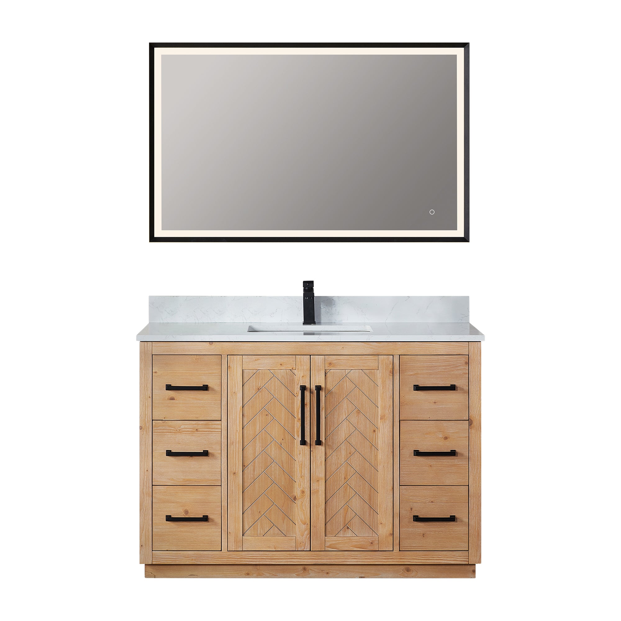 Anais 48" Single Bathroom Vanity in Light Brown with Engineered Stone Countertop