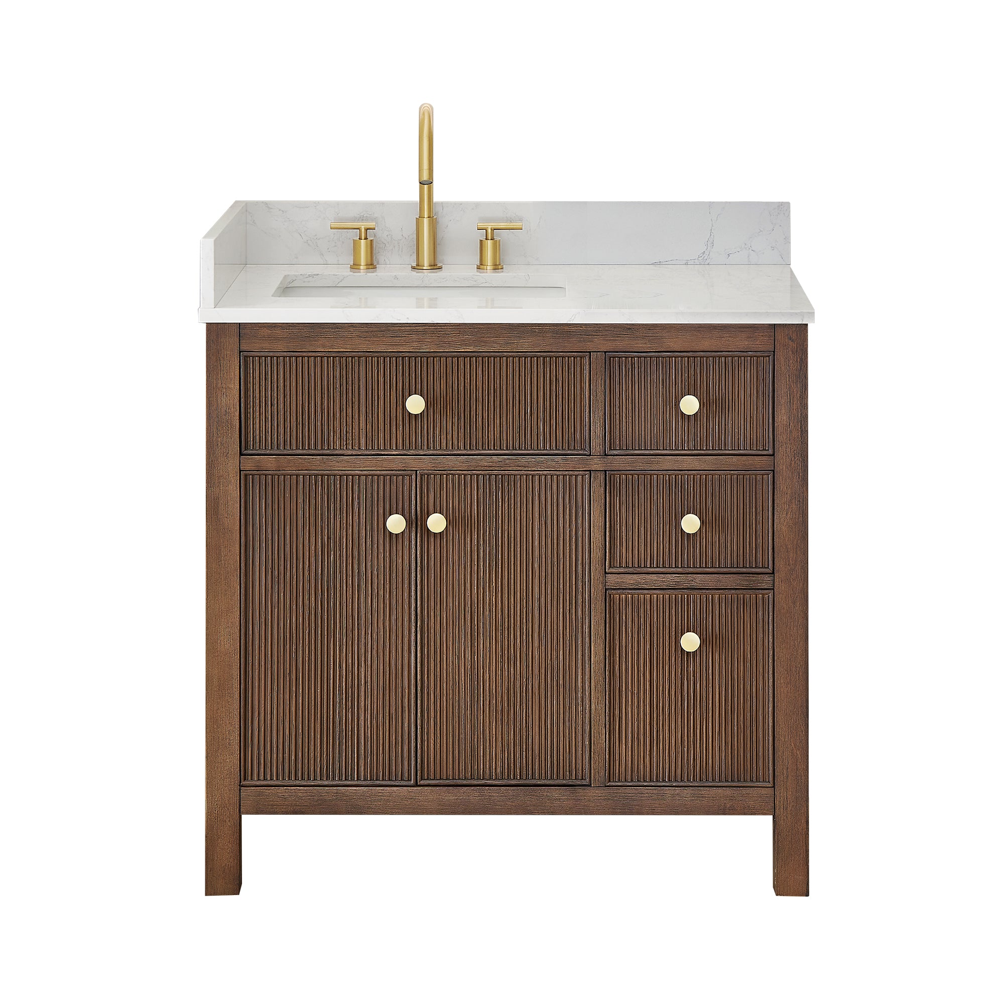 Cerrito 36" Single Bathroom Vanity with Grain White Engineered Stone Countertop