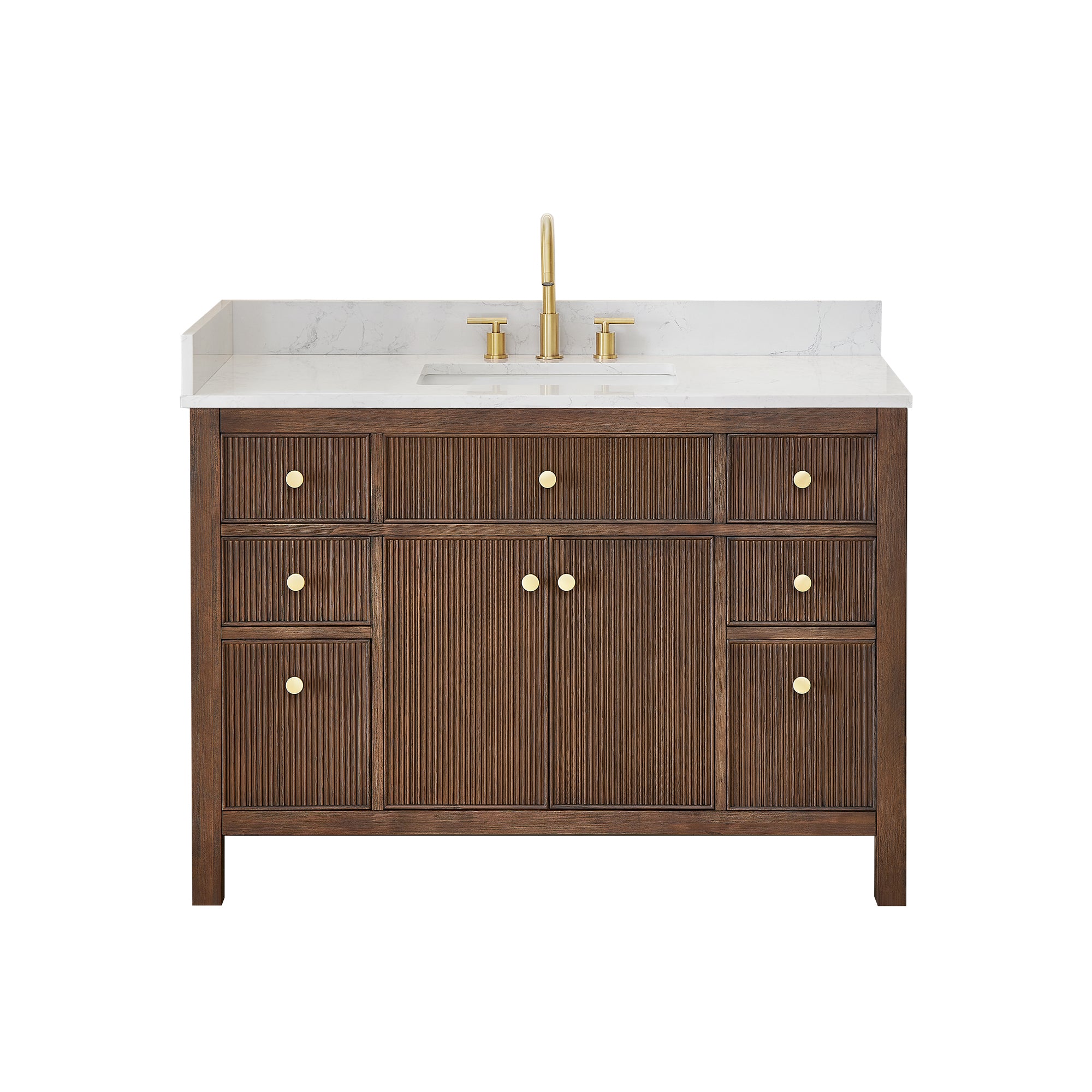 Cerrito 48" Single Bathroom Vanity with Grain White Engineered Stone Countertop