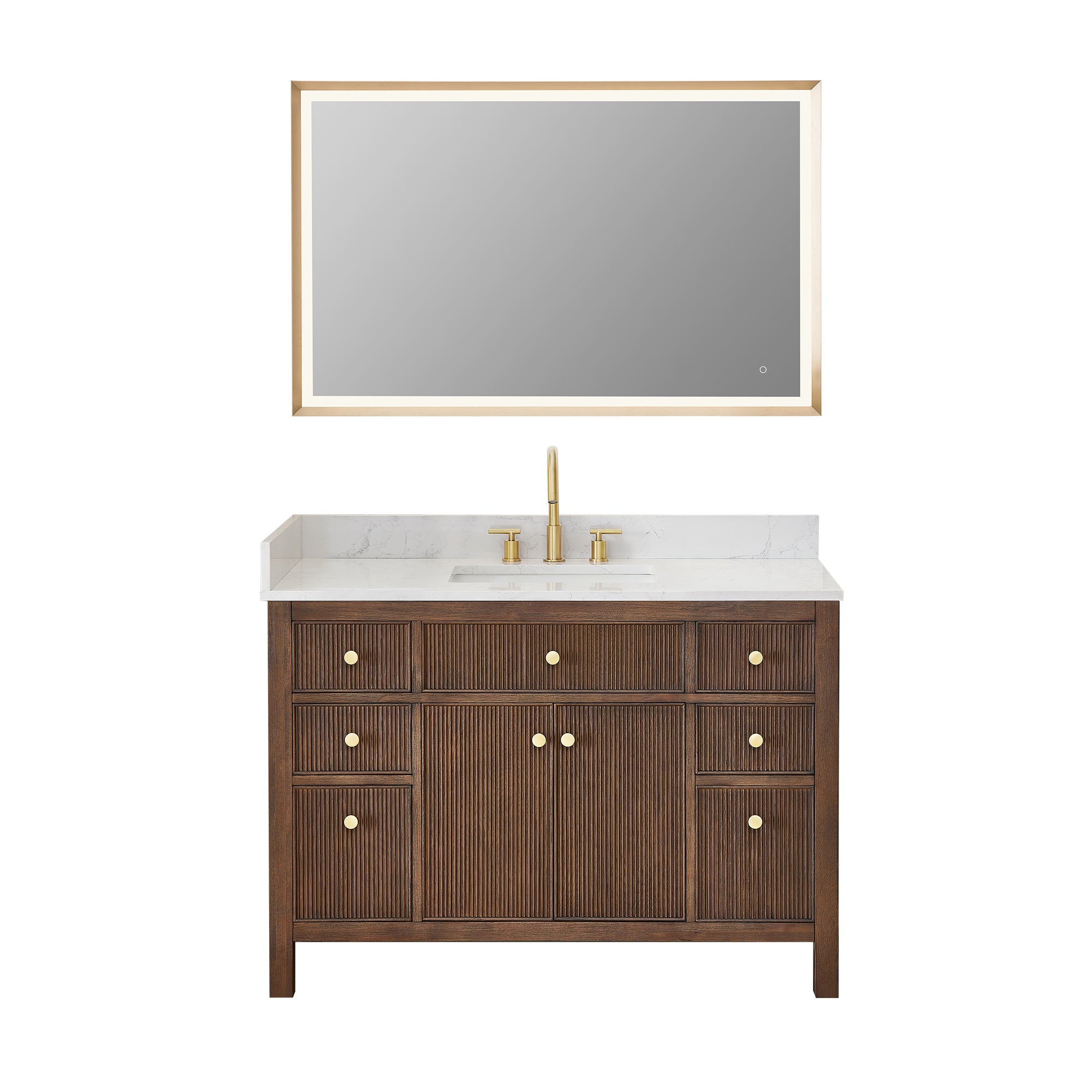 Cerrito 48" Single Bathroom Vanity with Grain White Engineered Stone Countertop