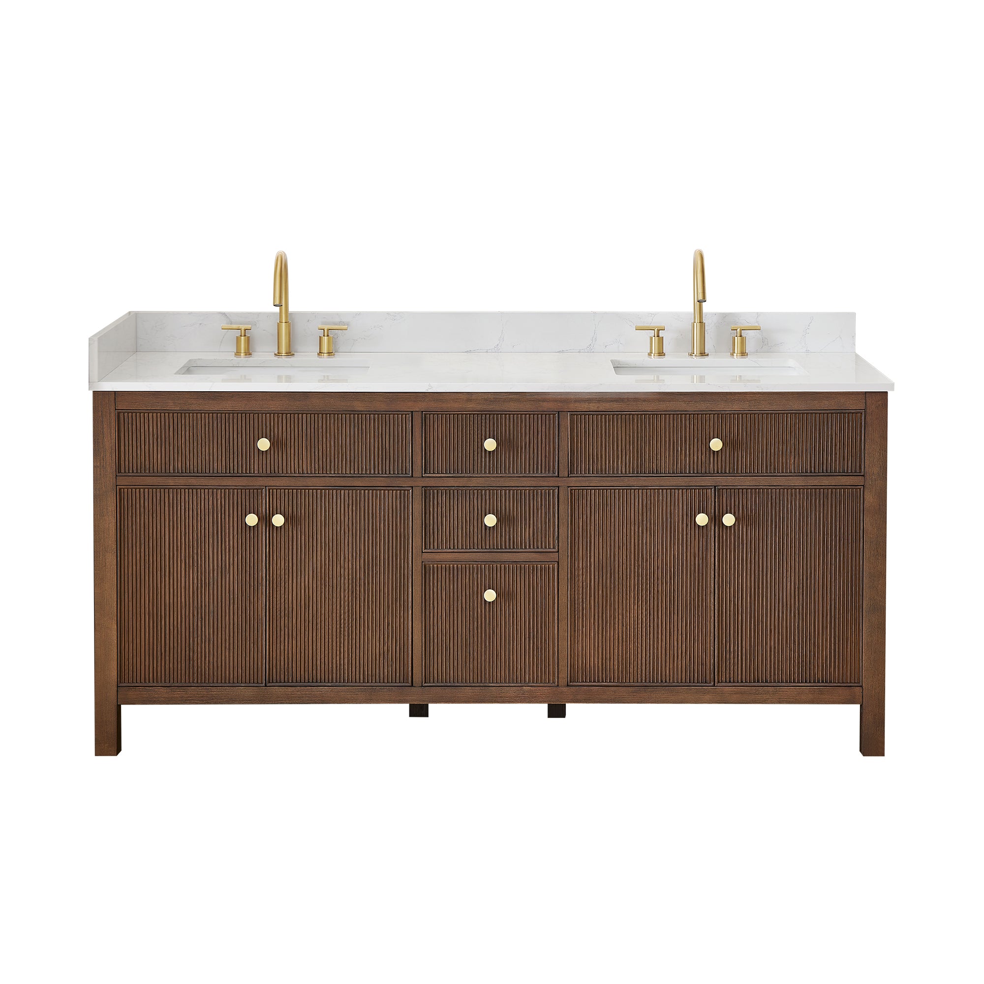 Cerrito 72" Double Bathroom Vanity with Grain White Engineered Stone Countertop