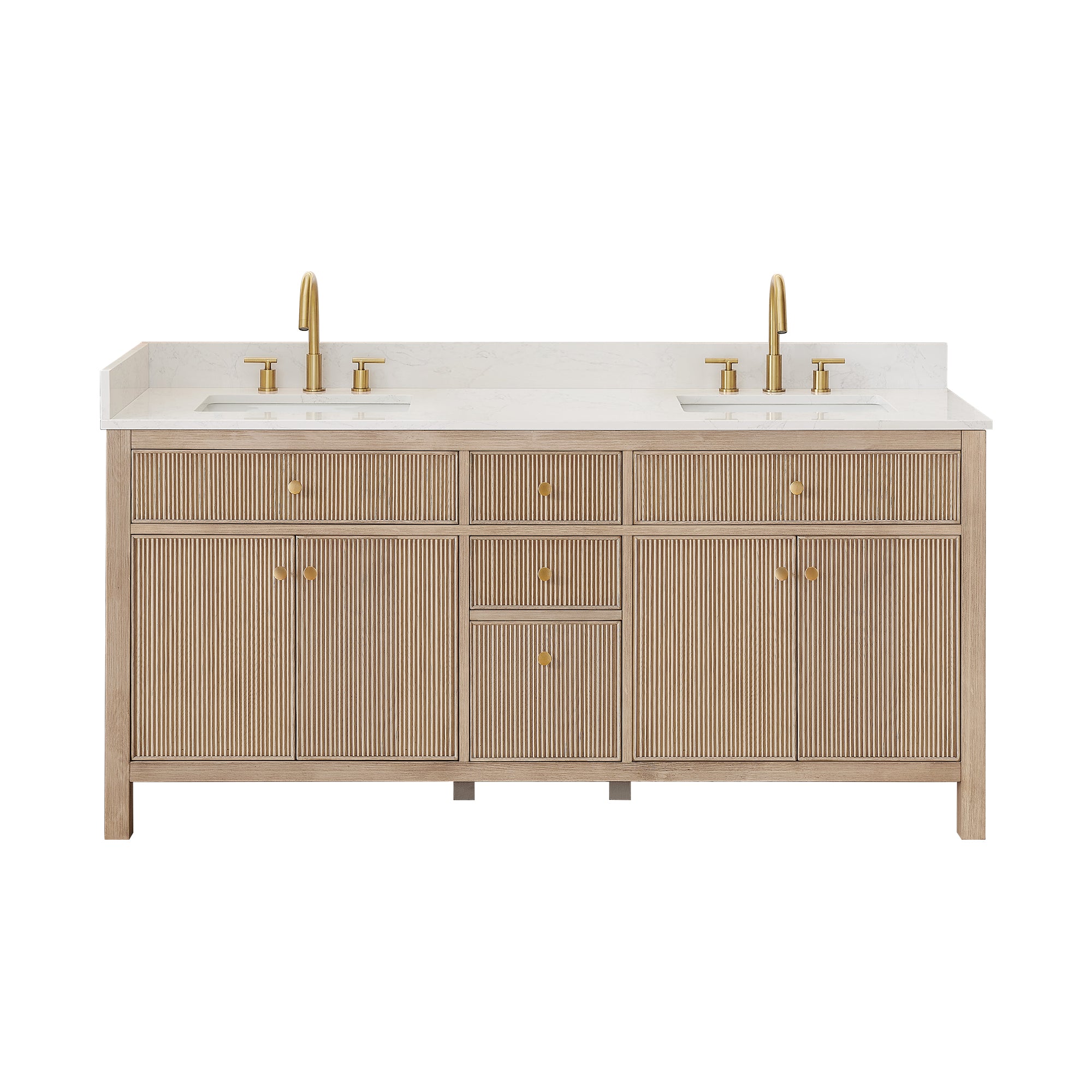 Cerrito 72" Double Bathroom Vanity with Grain White Engineered Stone Countertop