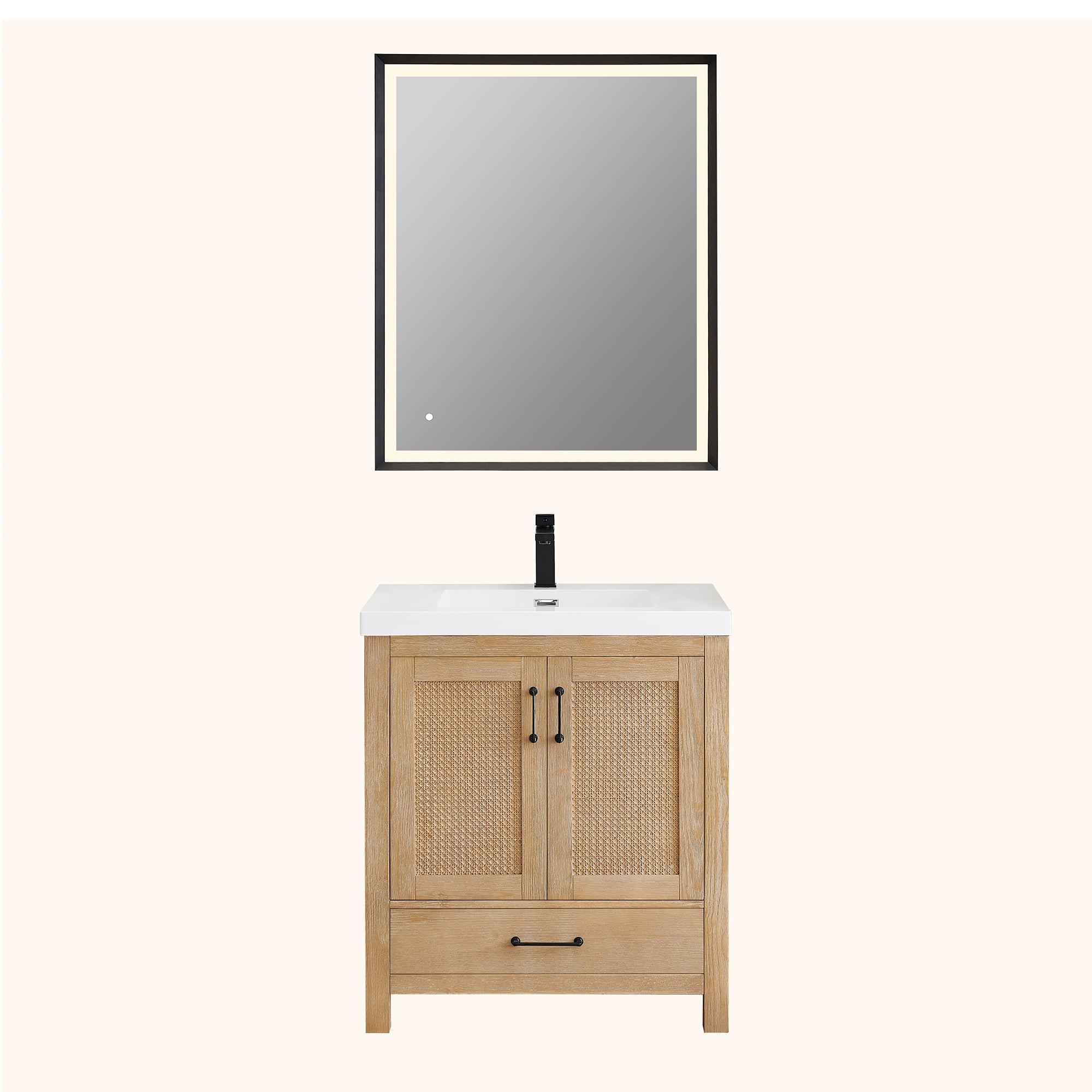 Bondi 30" Single Bathroom Vanity in Light Brown with White Artificial Drop-in Sink