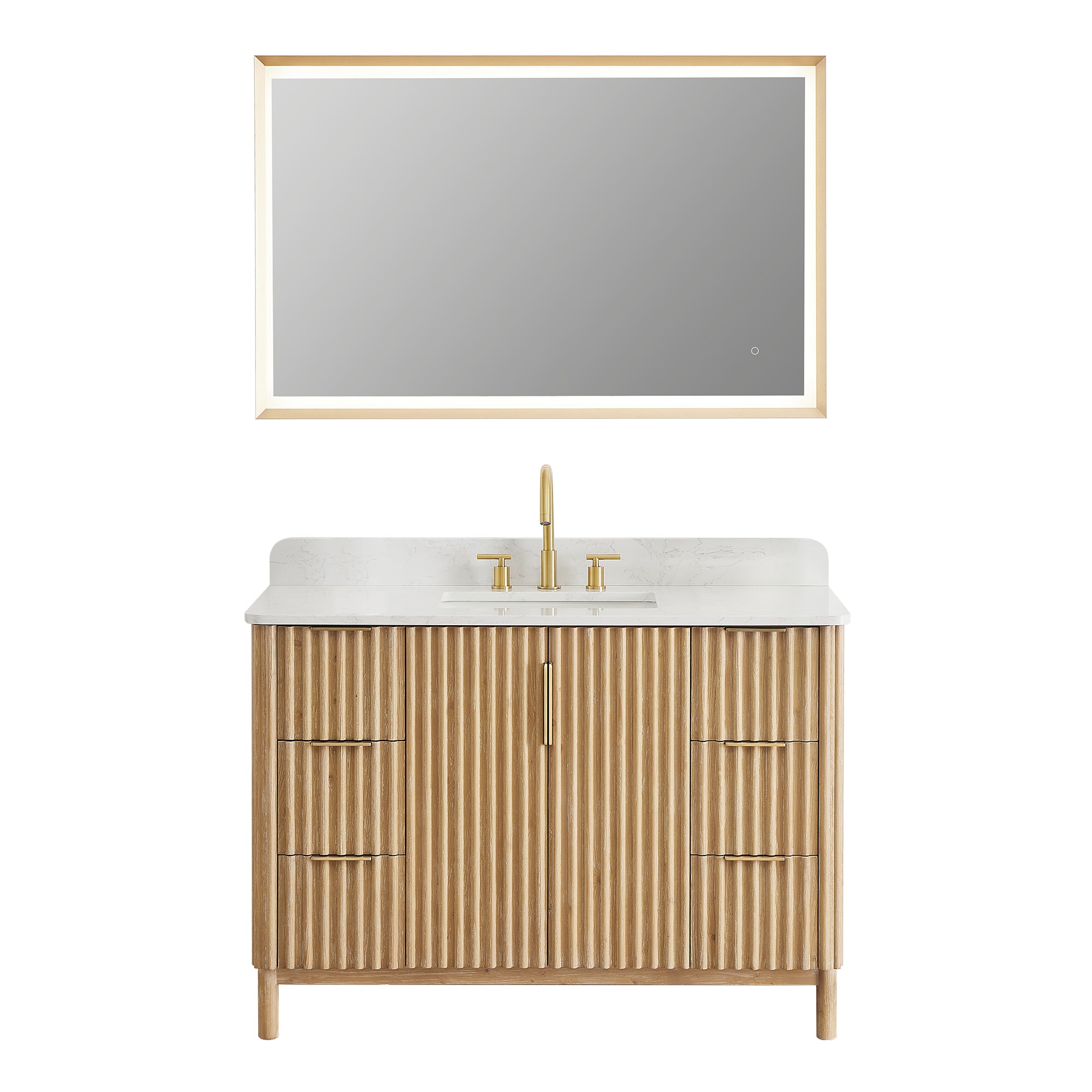 Sierra 48" Single Bathroom Vanity in Light Brown with Engineered Stone Countertop