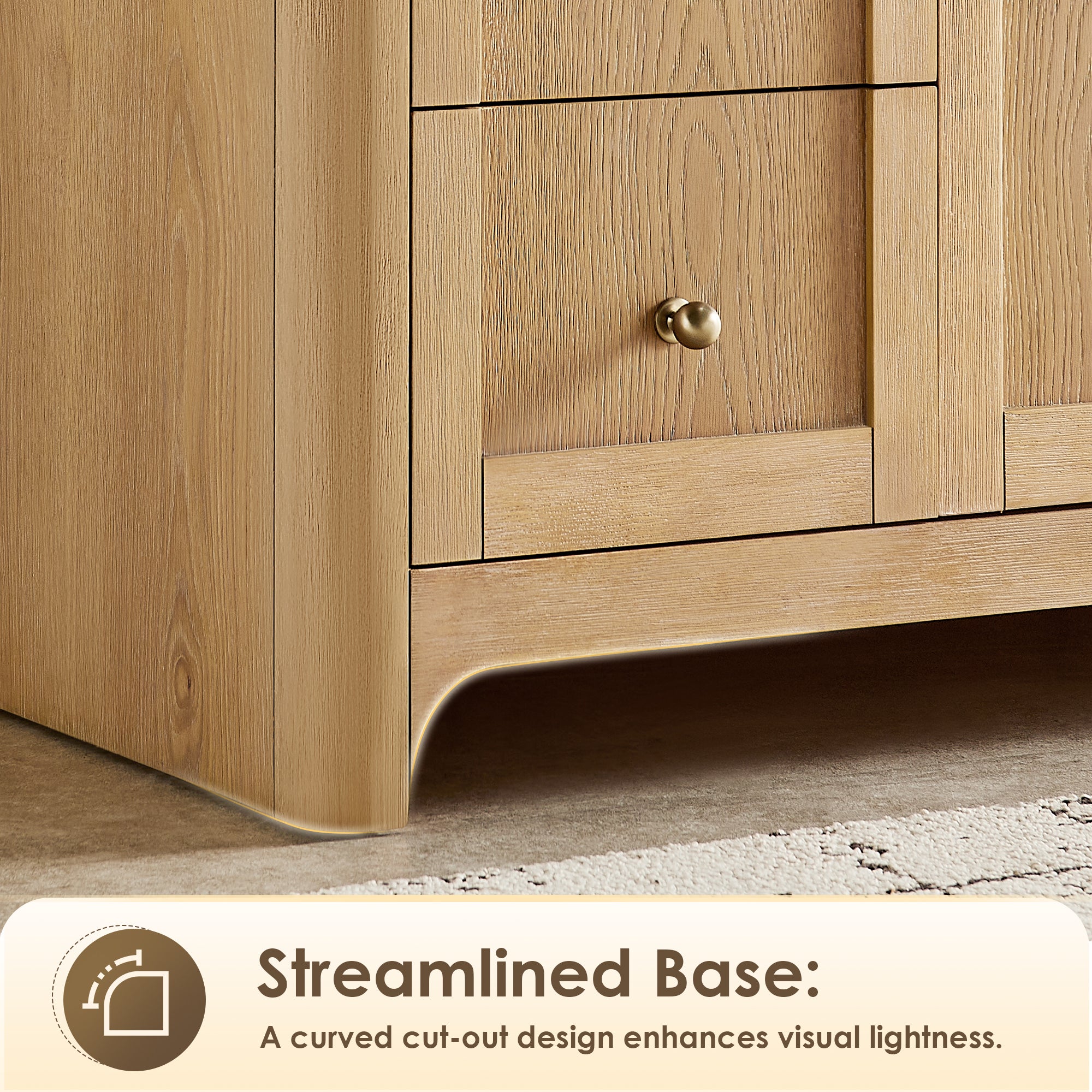 Milner Bathroom Vanity in Brushed Oak with Grain White Engineered Stone Countertop without Mirror