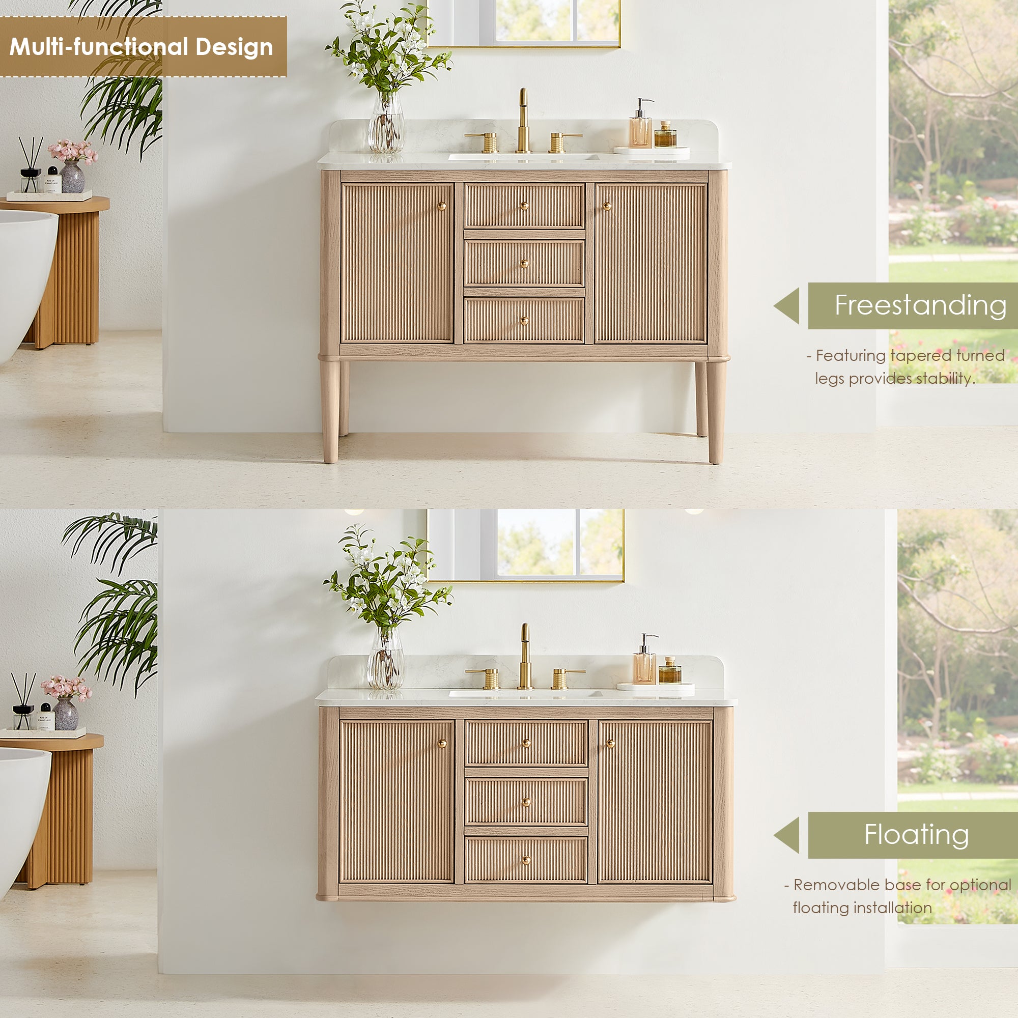 Blaise 48"/54"/60"/72" single/double vanity with top