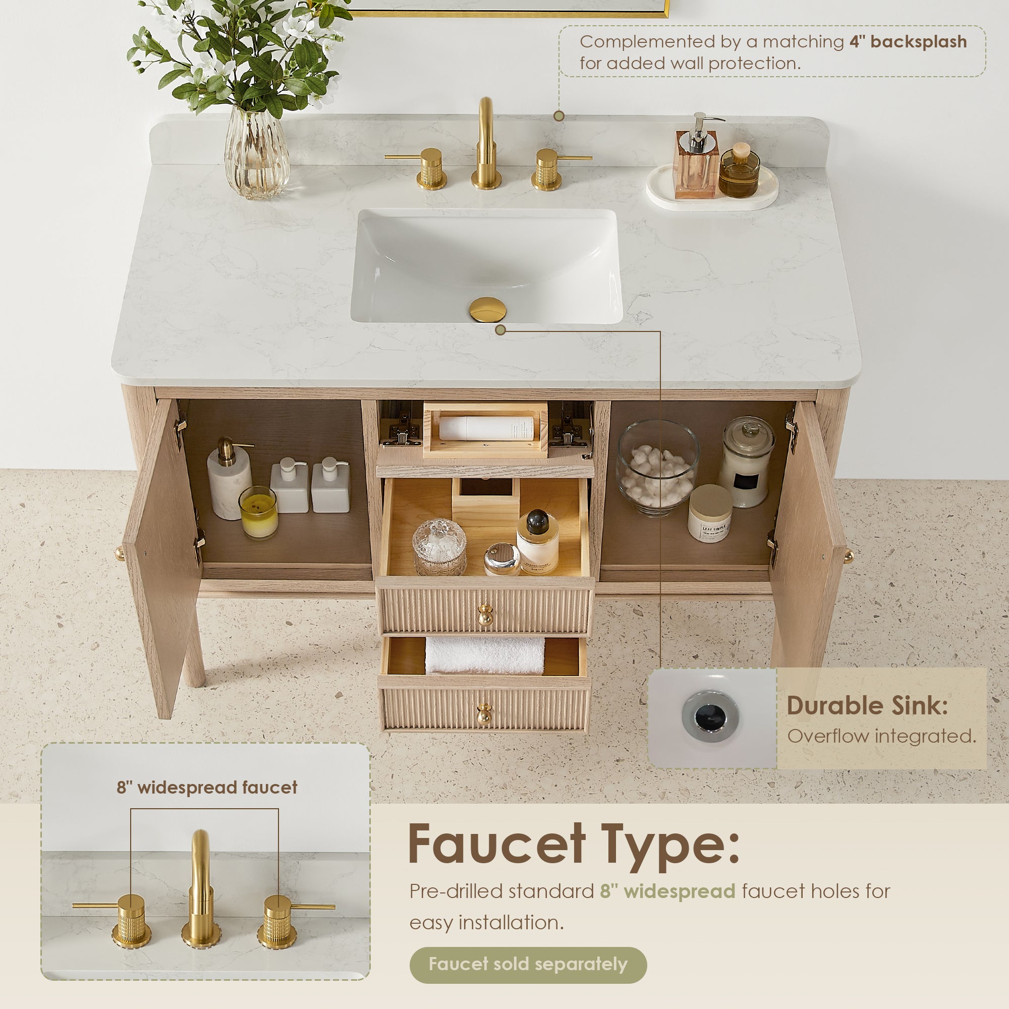 Blaise 48"/54"/60"/72" single/double vanity with top