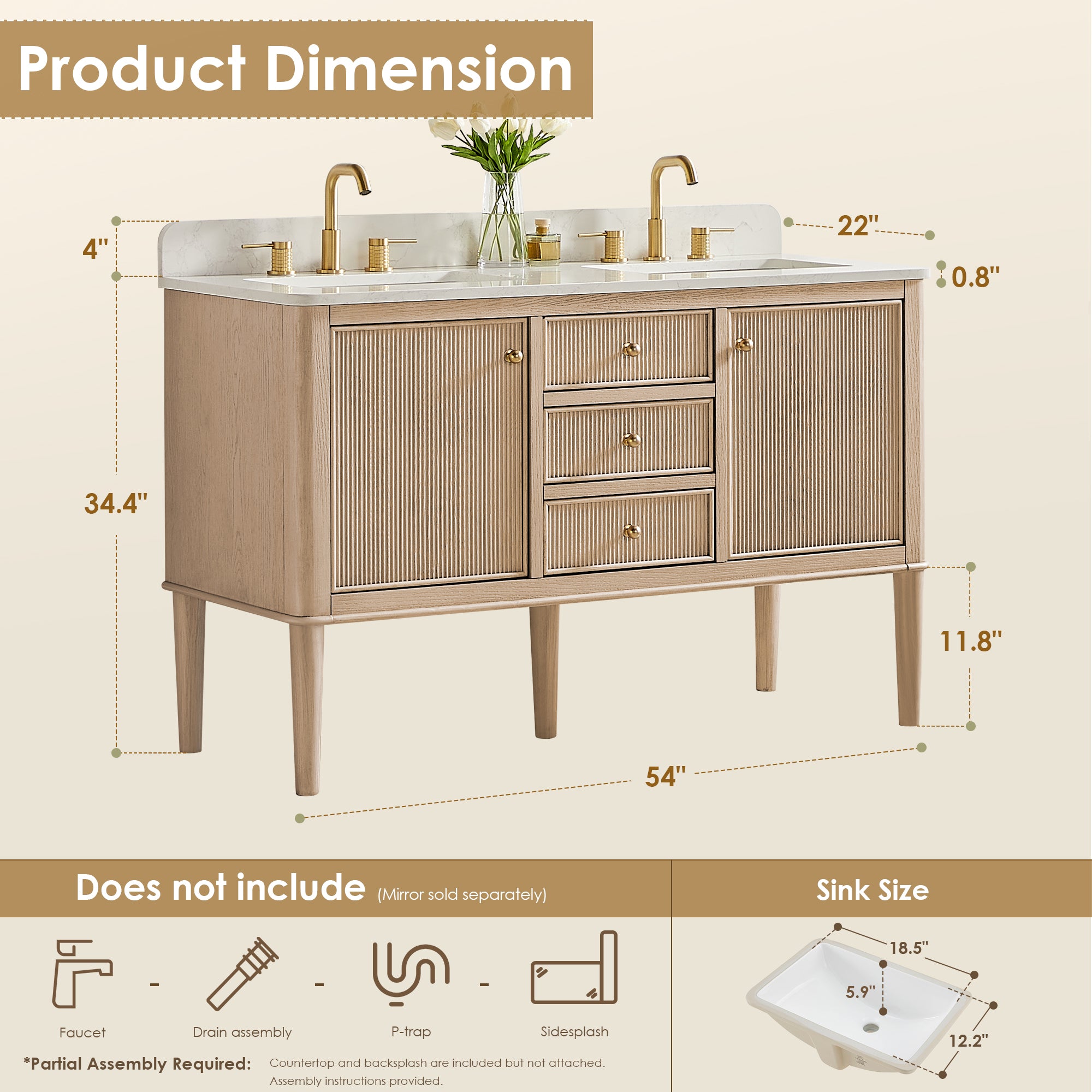 Blaise 48"/54"/60"/72" single/double vanity with top