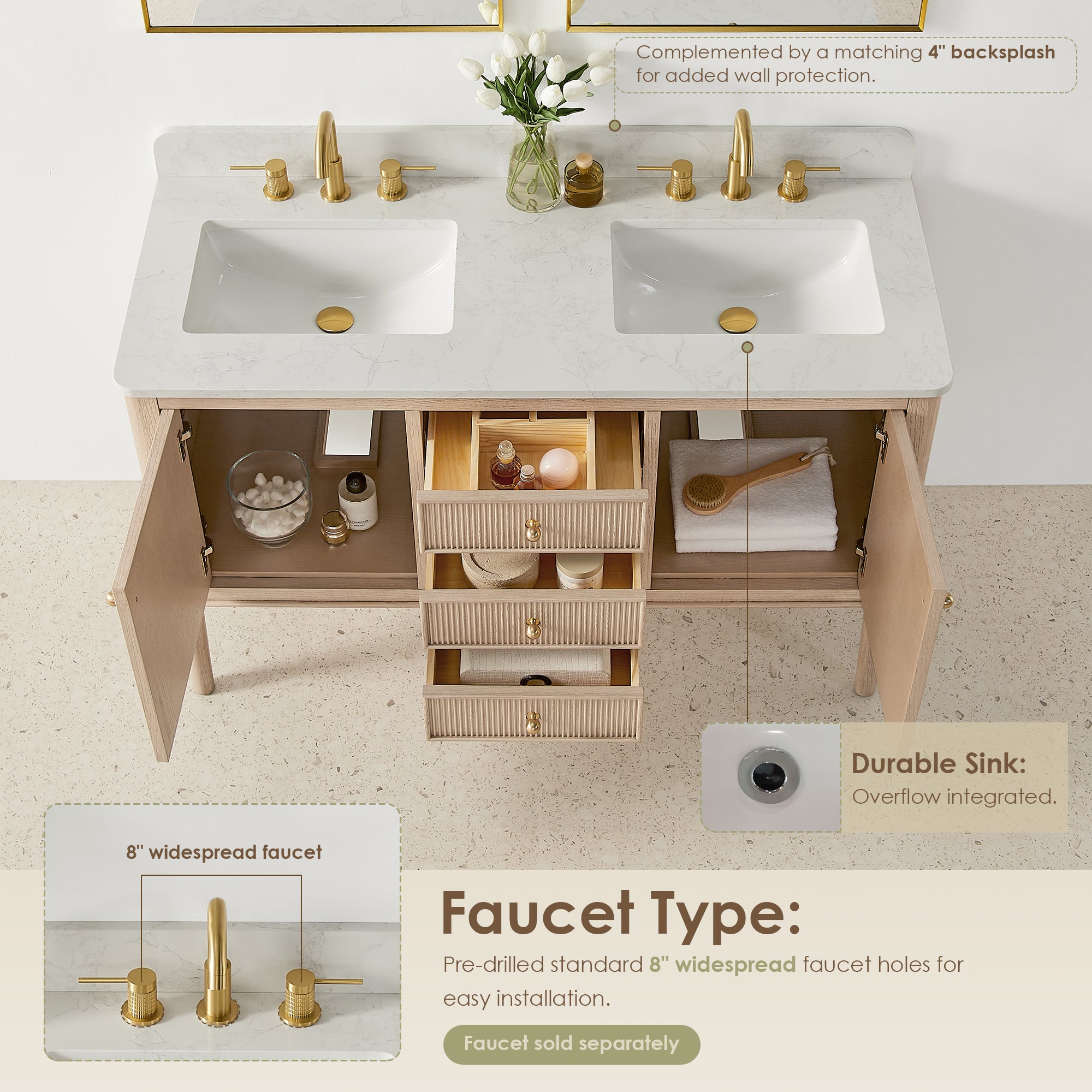 Blaise 48"/54"/60"/72" single/double vanity with top