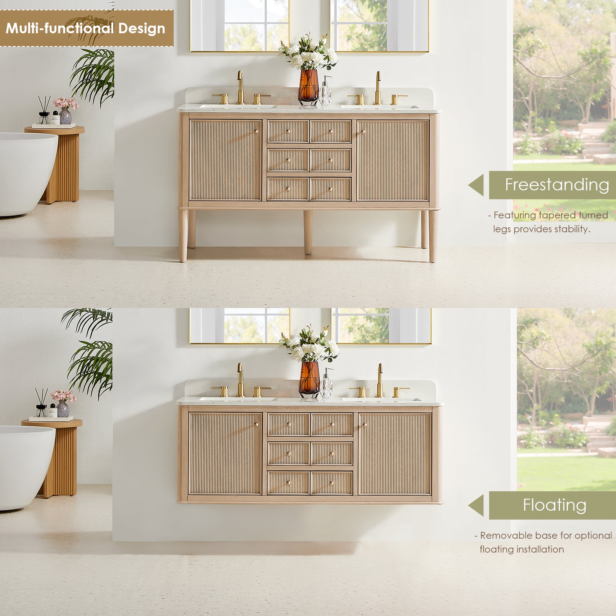 Blaise 48"/54"/60"/72" single/double vanity with top