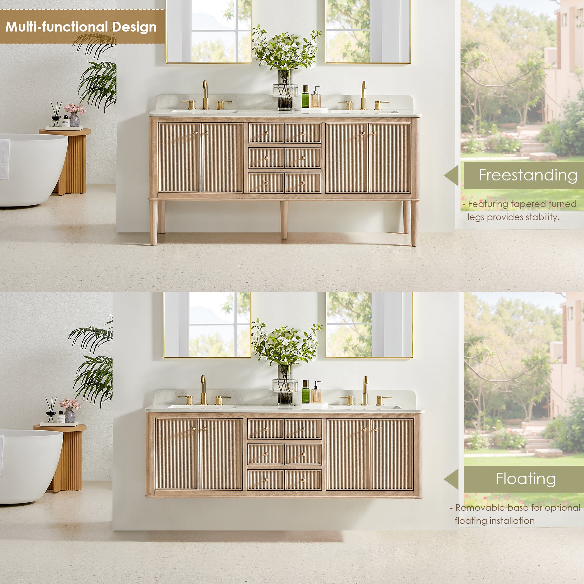 Blaise 48"/54"/60"/72" single/double vanity with top