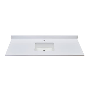 61 in. Composite Stone Vanity Top with White Sink
