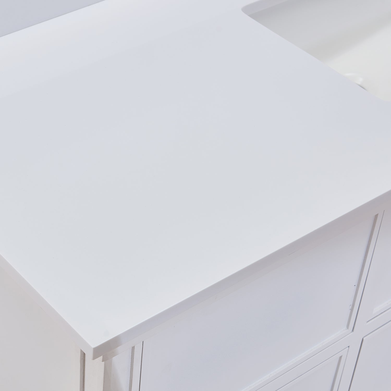 61 in. Composite Stone Vanity Top with White Sink