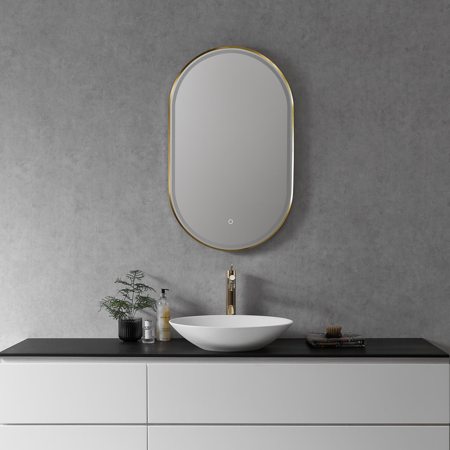 Oleggio Oval 36" Framed Modern Bathroom Vanity LED Lighted Wall Mirror