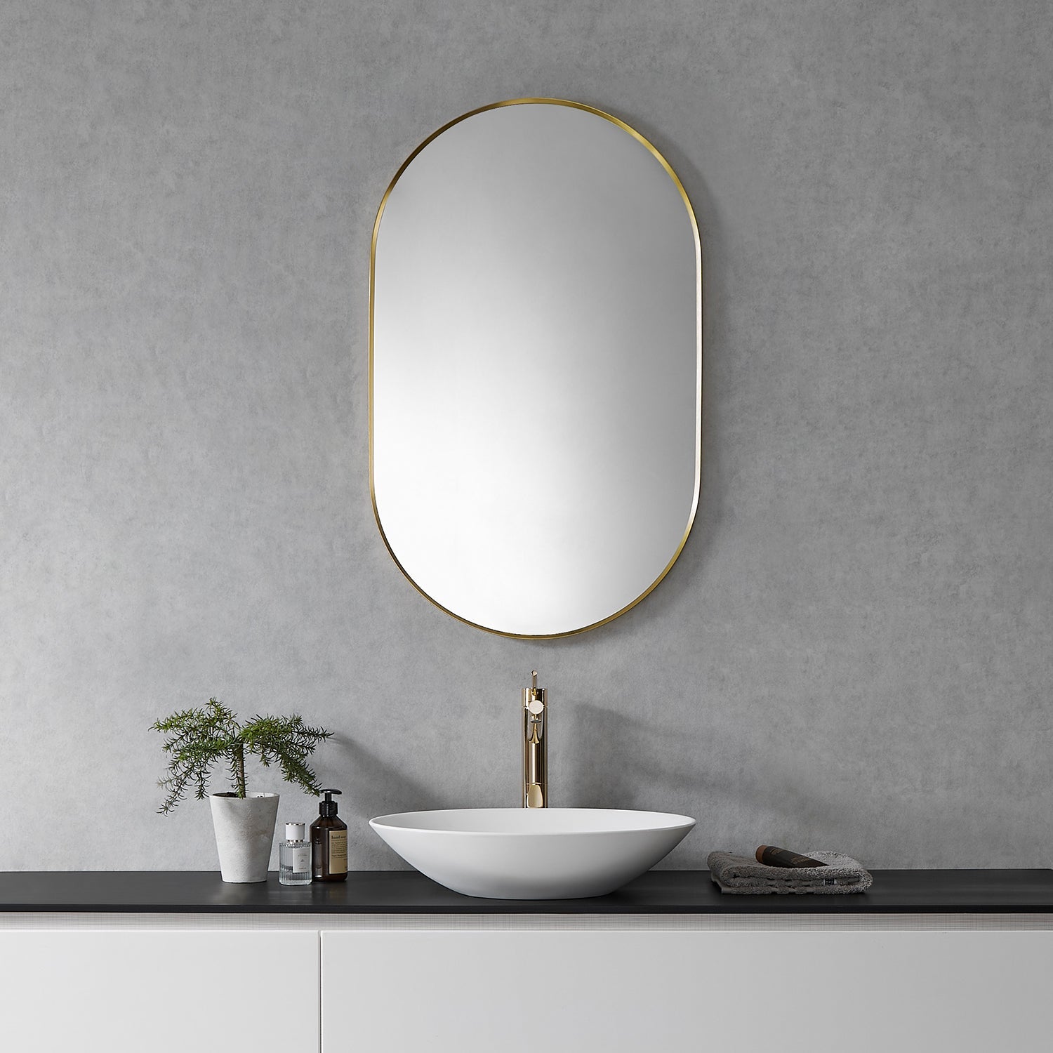 Ispra 36" Oval Bathroom Vanity Aluminum Framed Wall Mirror