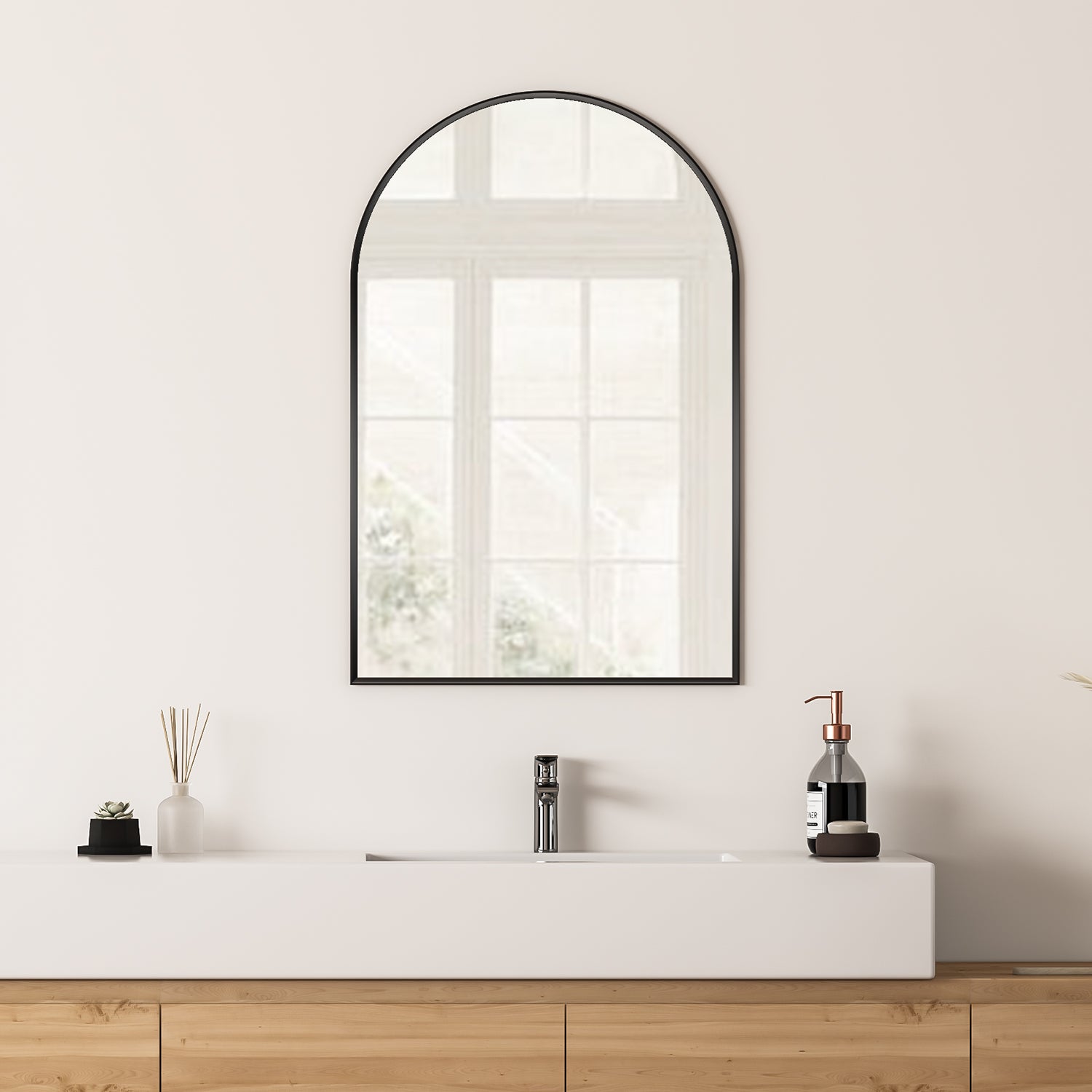 Benoni 24" Classic Domed Bathroom/Vanity Aluminum Framed Wall Mirror