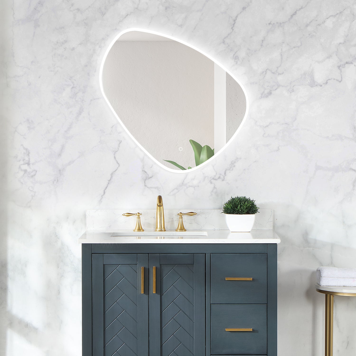 Rasso Novelty Frameless Modern Bathroom/Vanity LED Lighted Wall Mirror