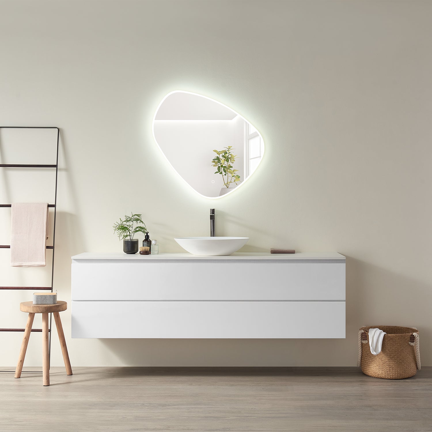 Rasso Novelty Frameless Modern Bathroom/Vanity LED Lighted Wall Mirror