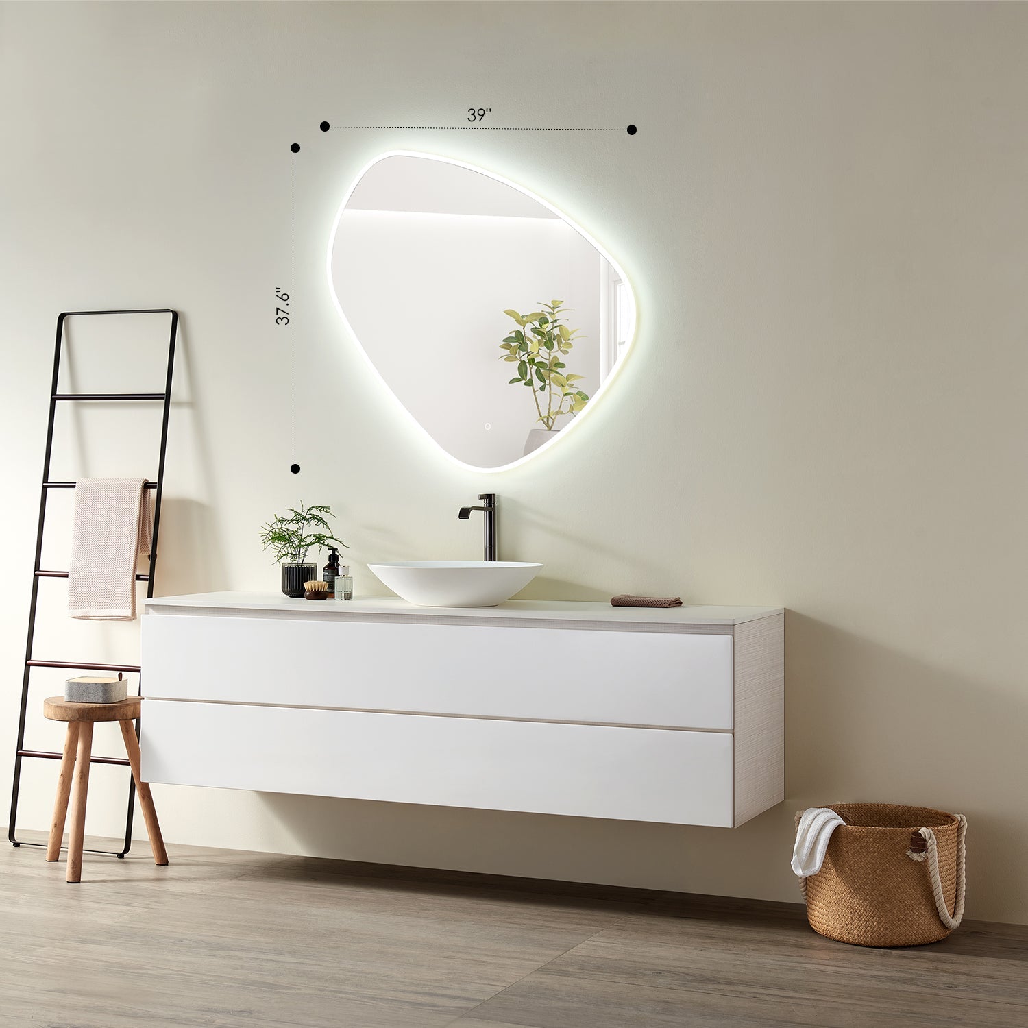 Rasso Novelty Frameless Modern Bathroom/Vanity LED Lighted Wall Mirror