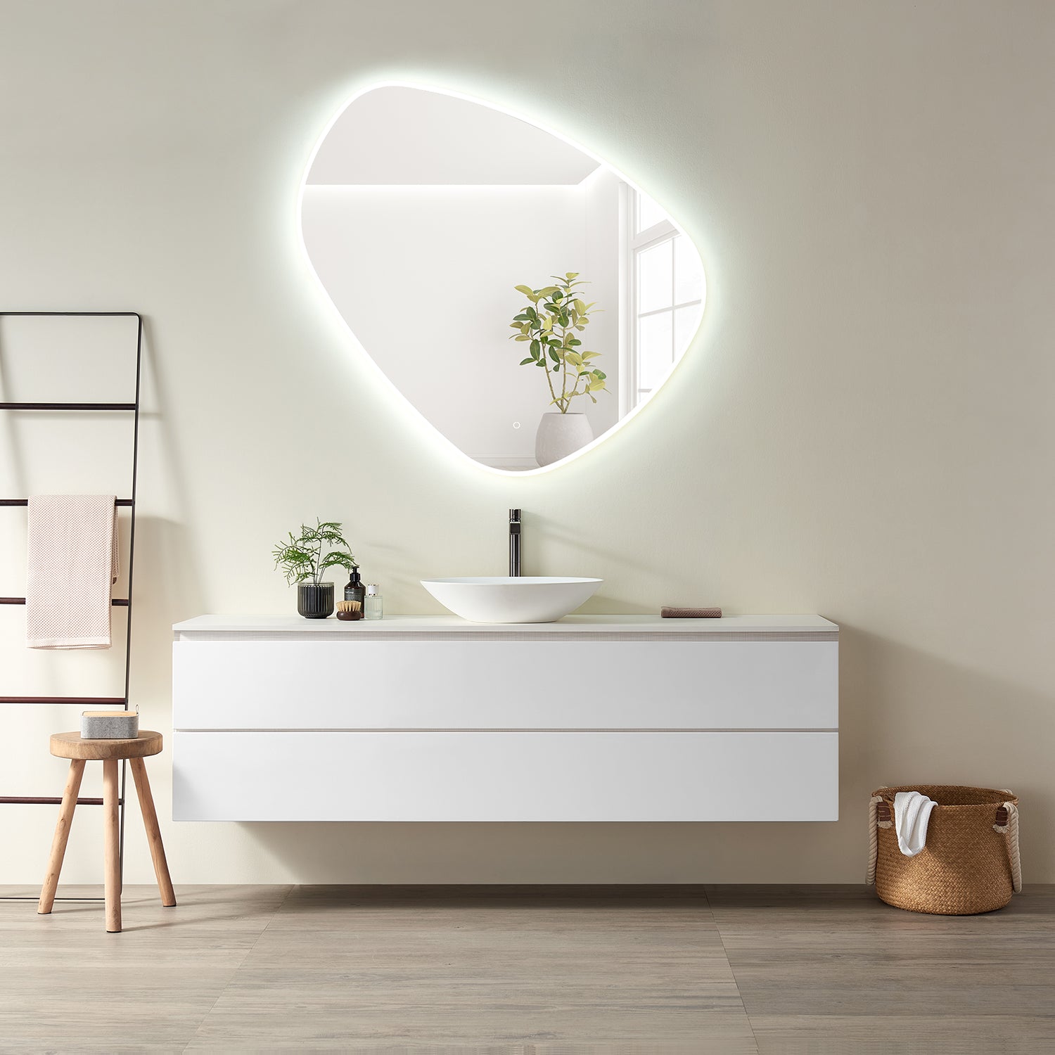 Borgo Oval Frameless Modern Bathroom Vanity LED Lighted Wall Mirror
