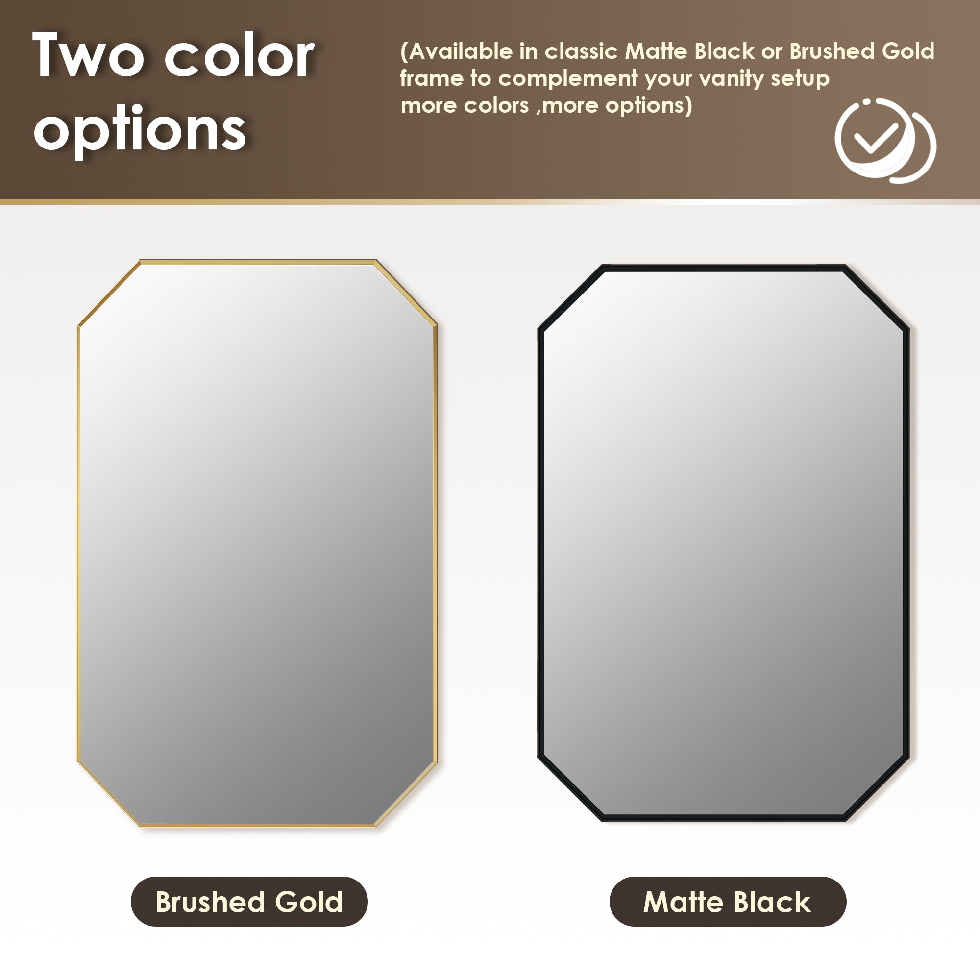 Allure Octagon Aluminum Framed in Modern Bathroom Wall Mirror